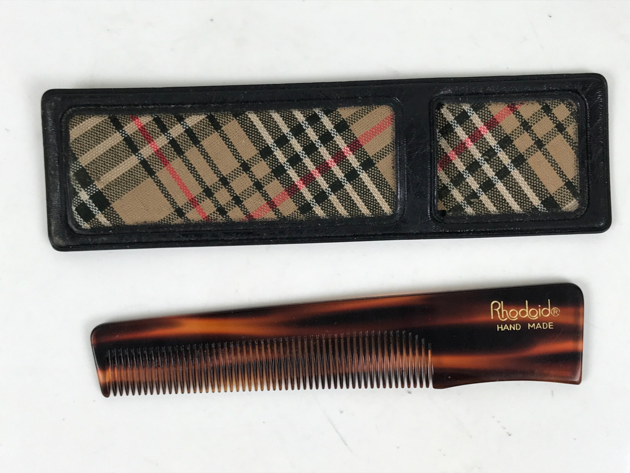 Japanese Rhodoid Resin Hand Comb Vtg Haircare Accessory Kushi Case Brown JK905