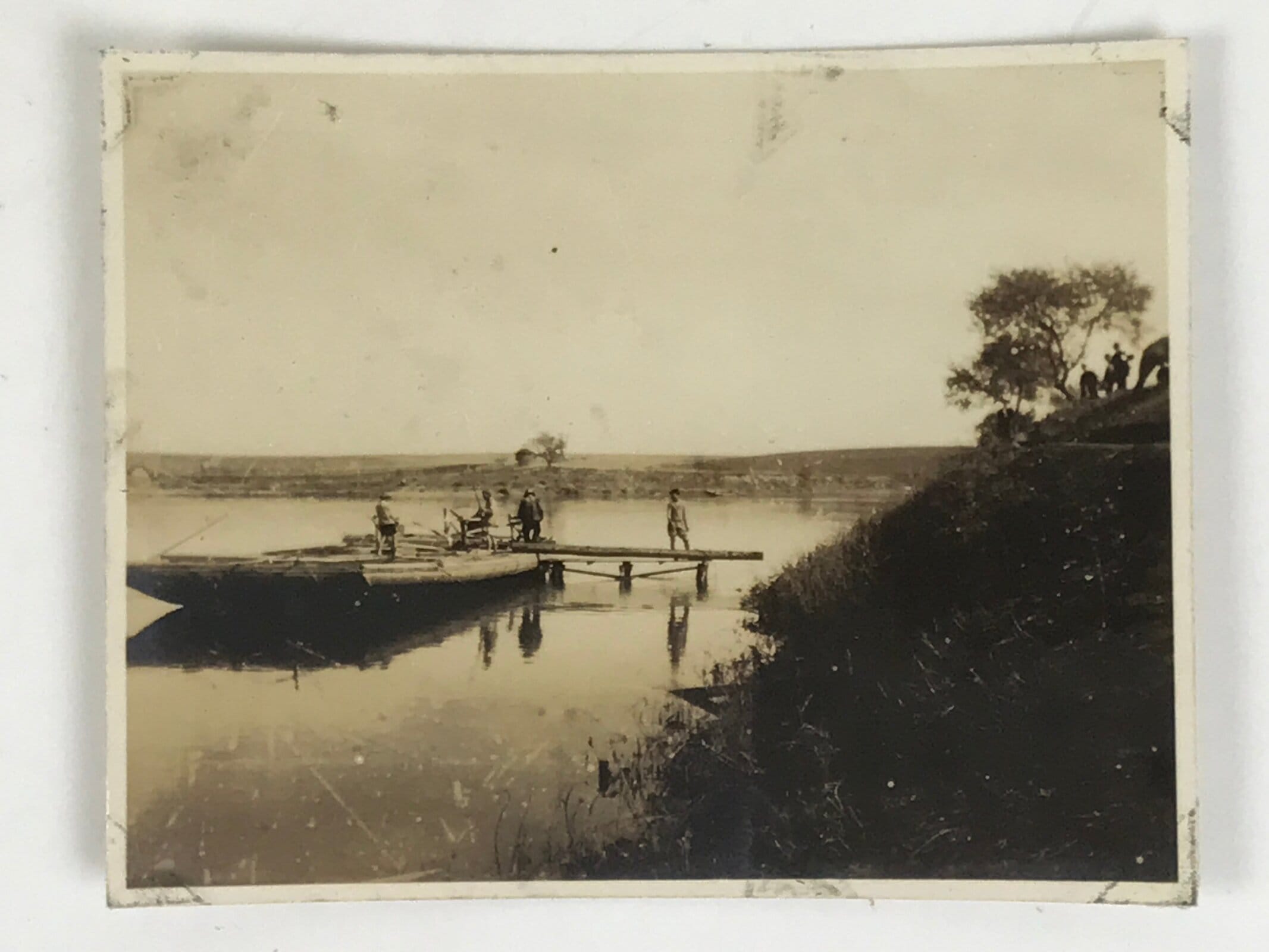 Japanese River Boat China Photograph Vtg Manchuria Occupation Sepia Tone PH187