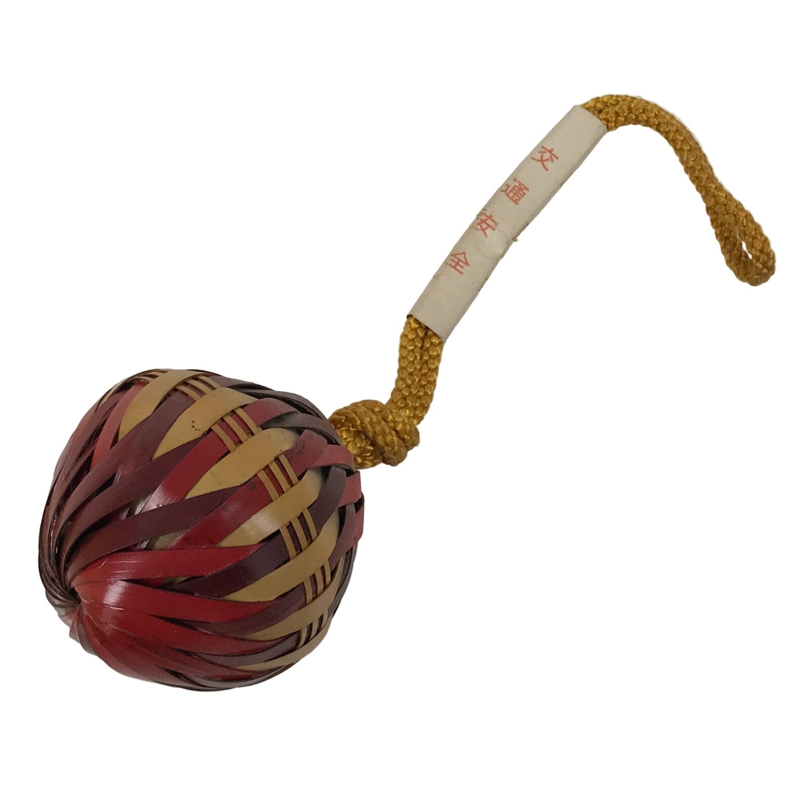 Japanese Road Safety Protection Bell Vtg Round Mayoke Suzu Bamboo Craft JK935