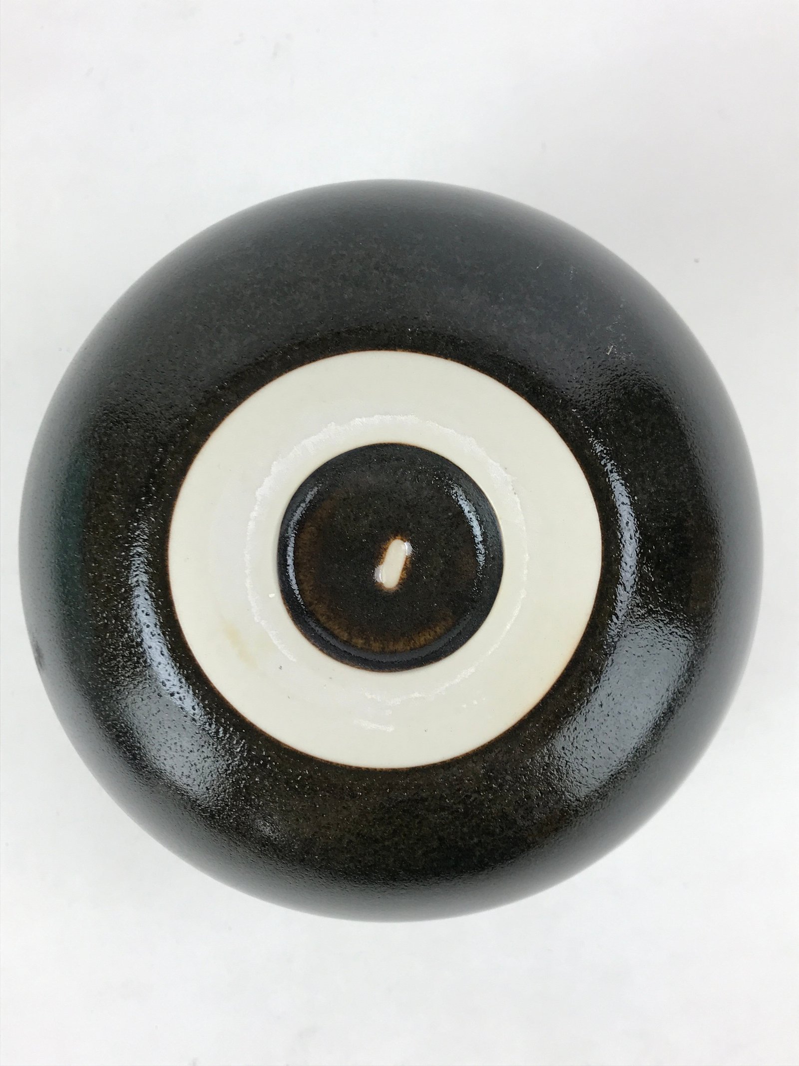 Japanese Round Vase Kabin Vtg Glossy Black Green Flower Arrangement Box FK71