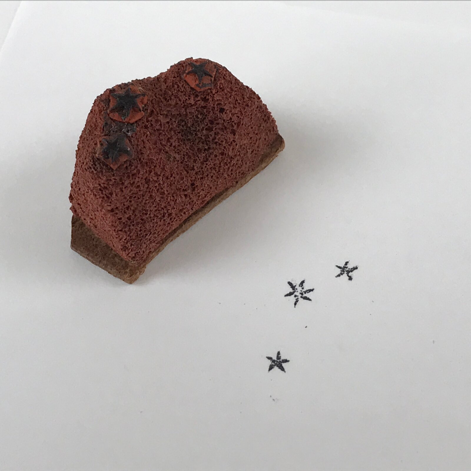Japanese Rubber Stamp 3 Little Stars Vtg Nature Sponge Base Stationary HS205
