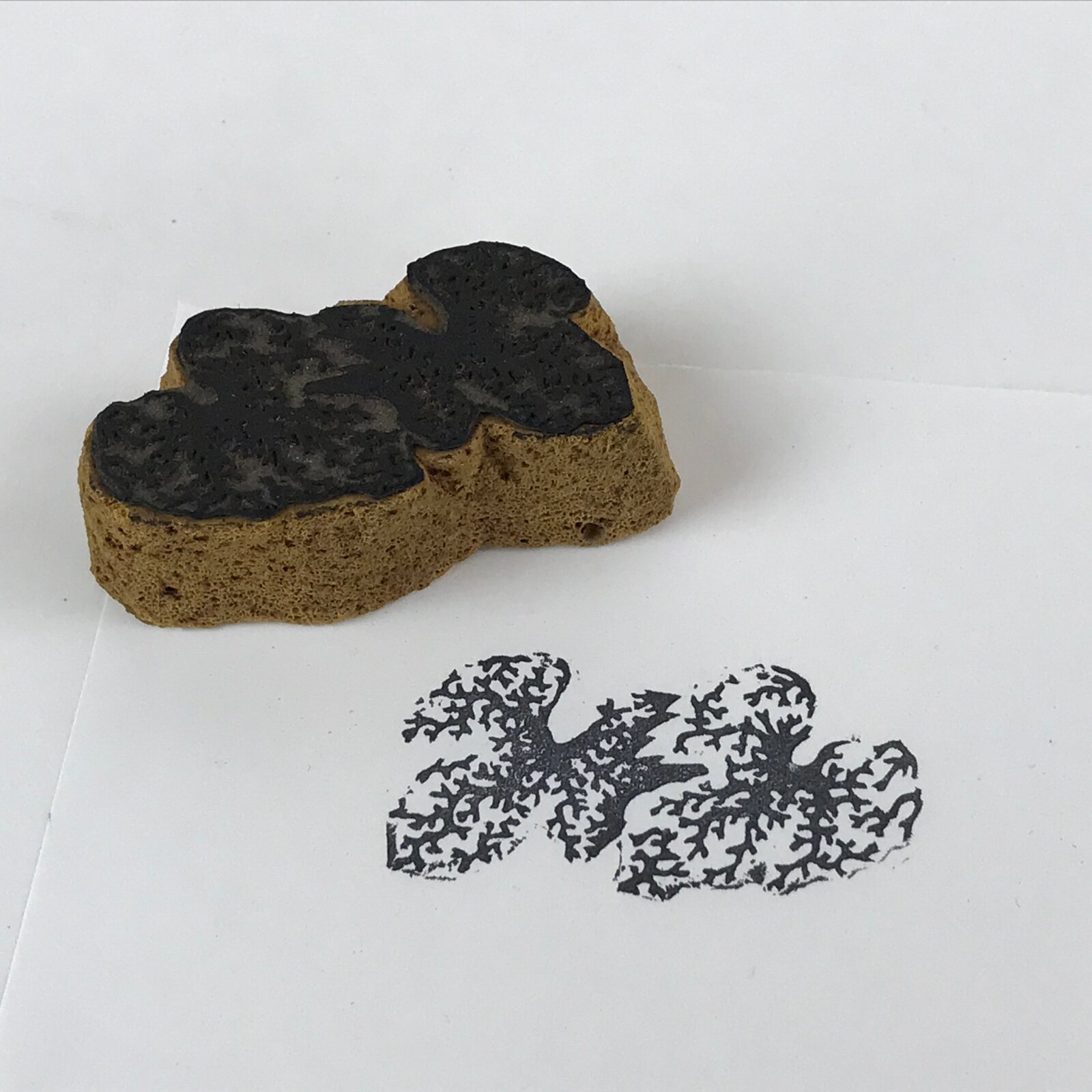 Japanese Rubber Stamp 3 Lobed Leaves Vtg Foliage Sponge Base Stationary HS253