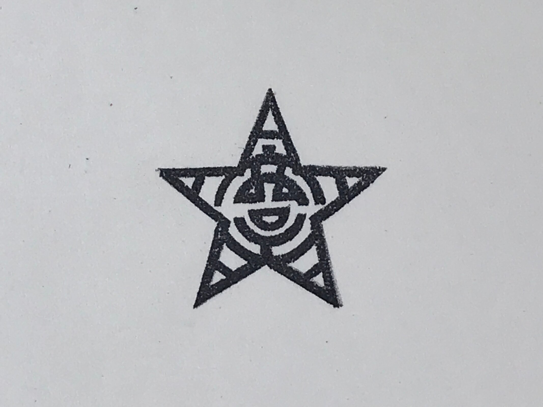 Japanese Rubber Stamp 5-Pointed Star Vtg Kanji Sponge Base Stationary HS211