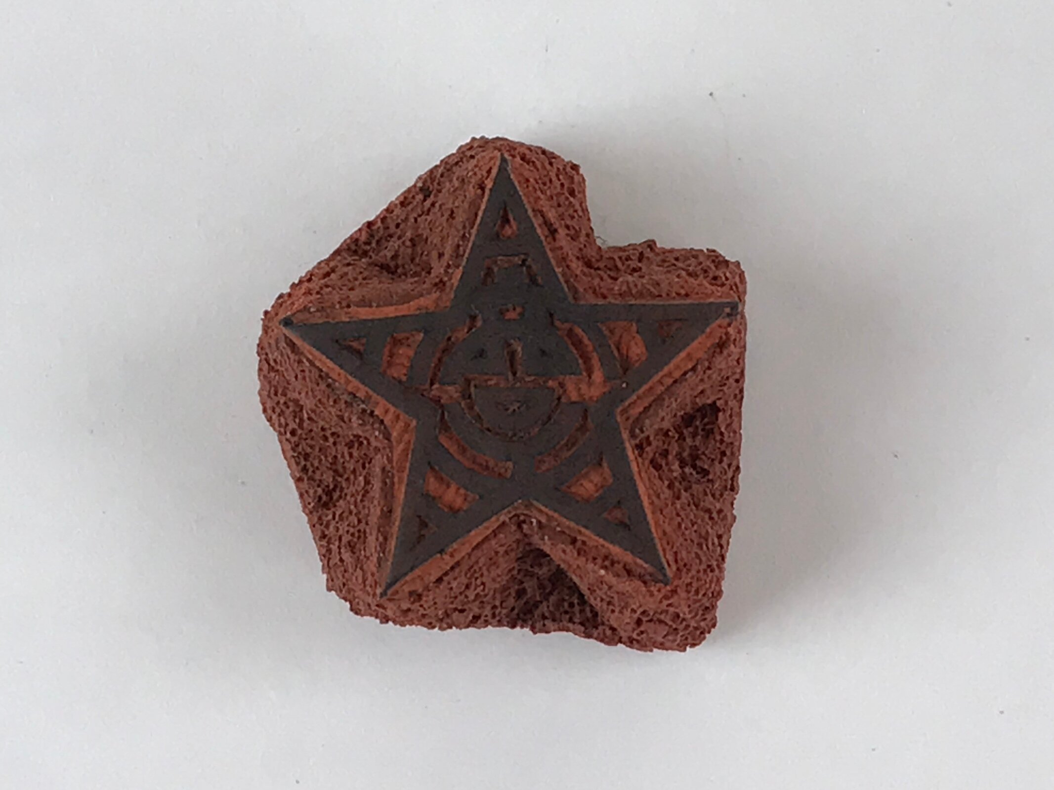 Japanese Rubber Stamp 5-Pointed Star Vtg Kanji Sponge Base Stationary HS211