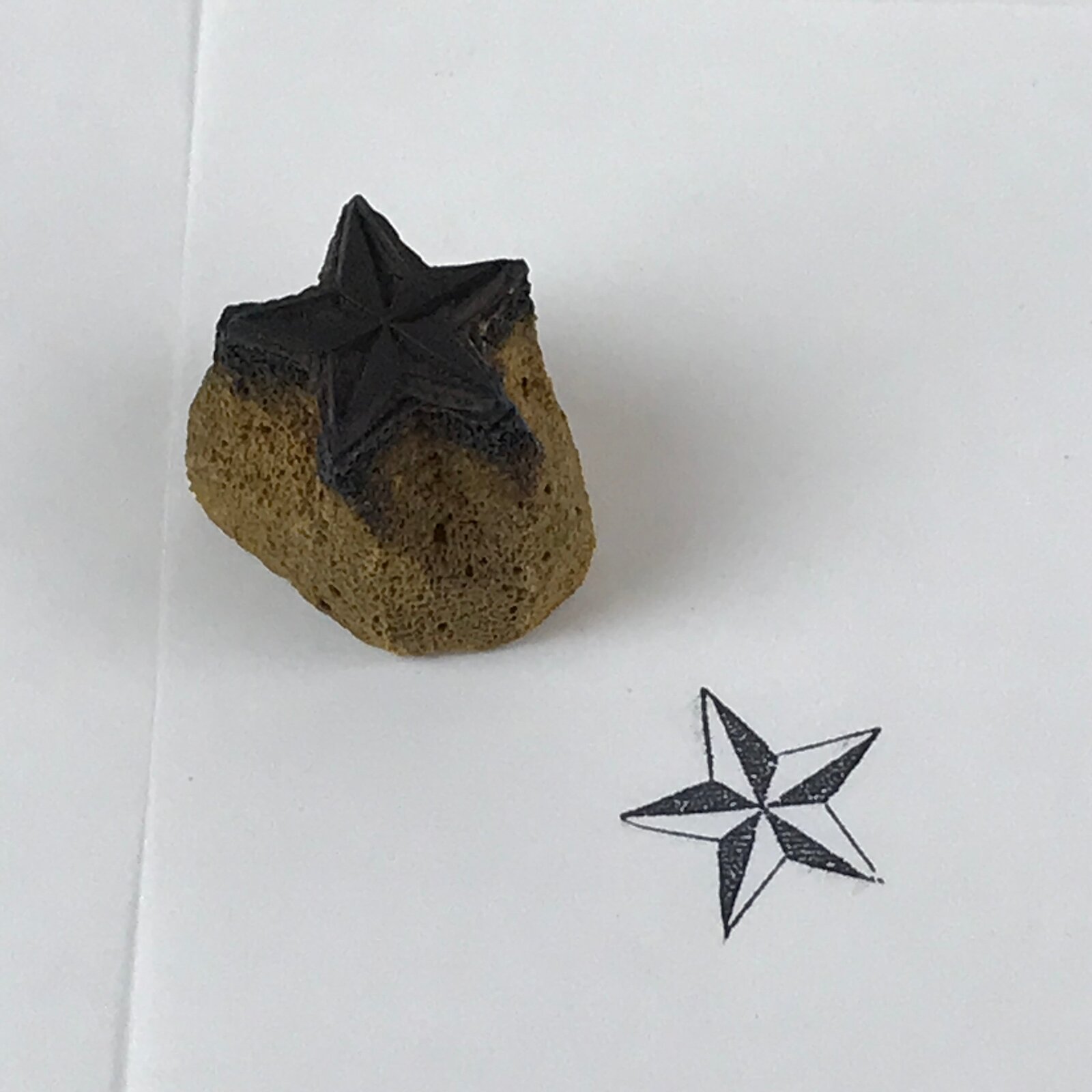 Japanese Rubber Stamp 5 Pointed Star Vtg Military Sponge Base Stationary HS225