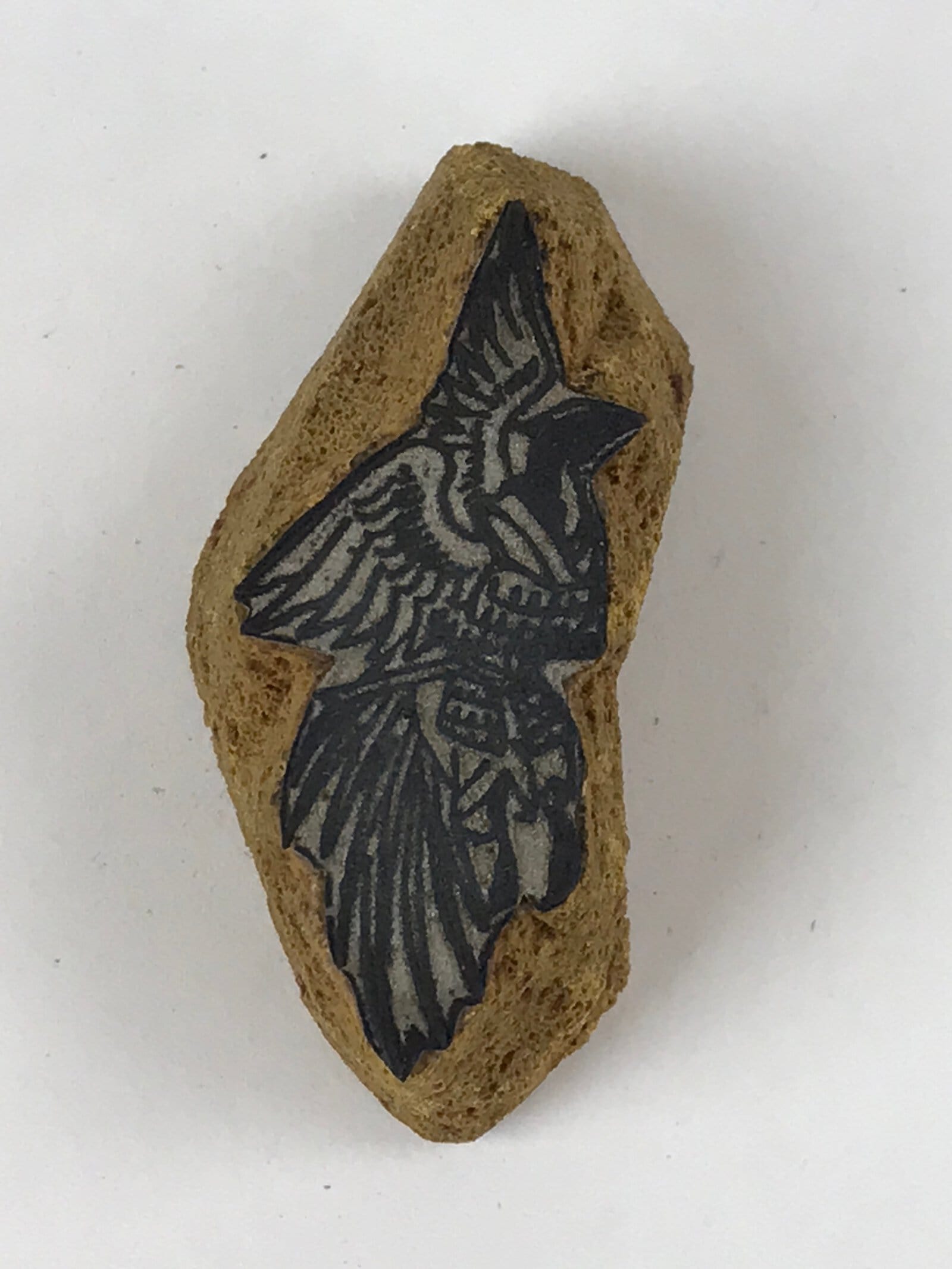 Japanese Rubber Stamp Bird Prey Vtg Samurai Armor Katana Sword Stationary HS256