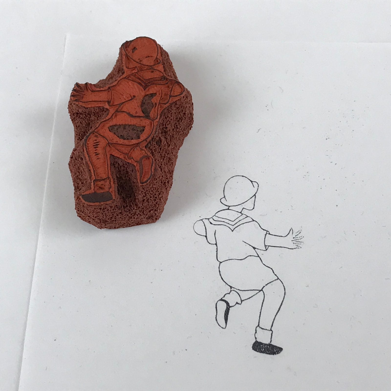 Japanese Rubber Stamp Boy Playing Vtg Sailor Uniform Sponge Stationary HS250