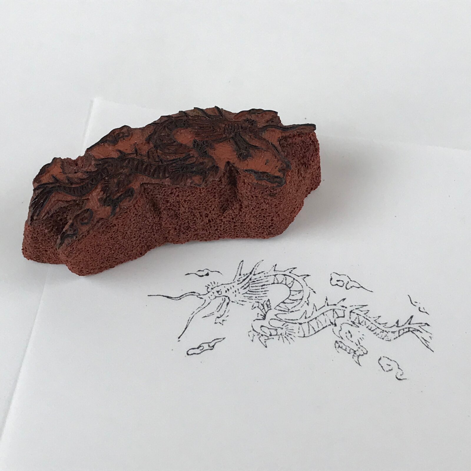 Japanese Rubber Stamp Dragon Vtg Zodiac Animal Sponge Base Stationary HS202