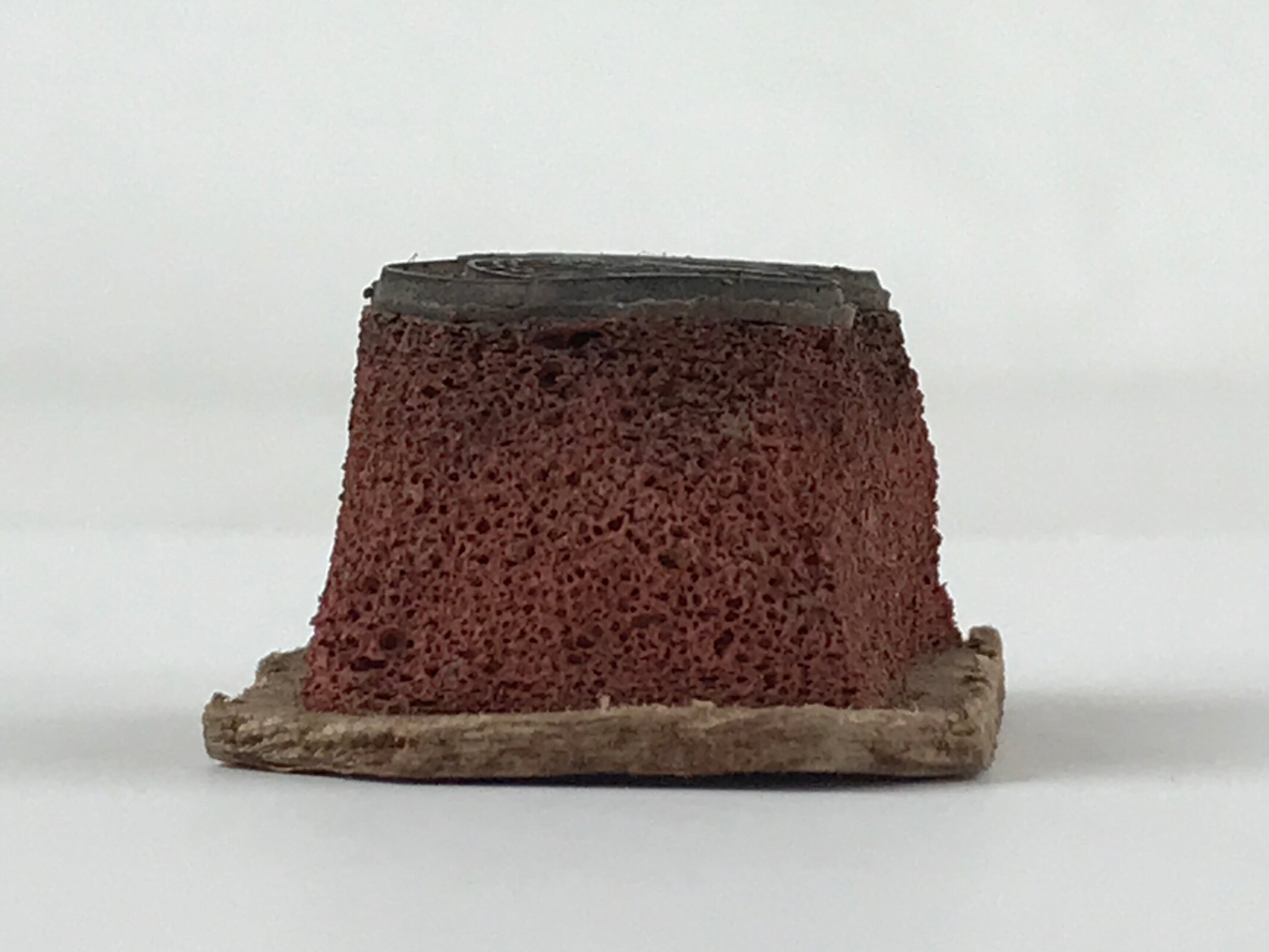 Japanese Rubber Stamp Fan Geometric Vtg Circles Sponge Base Stationary HS193