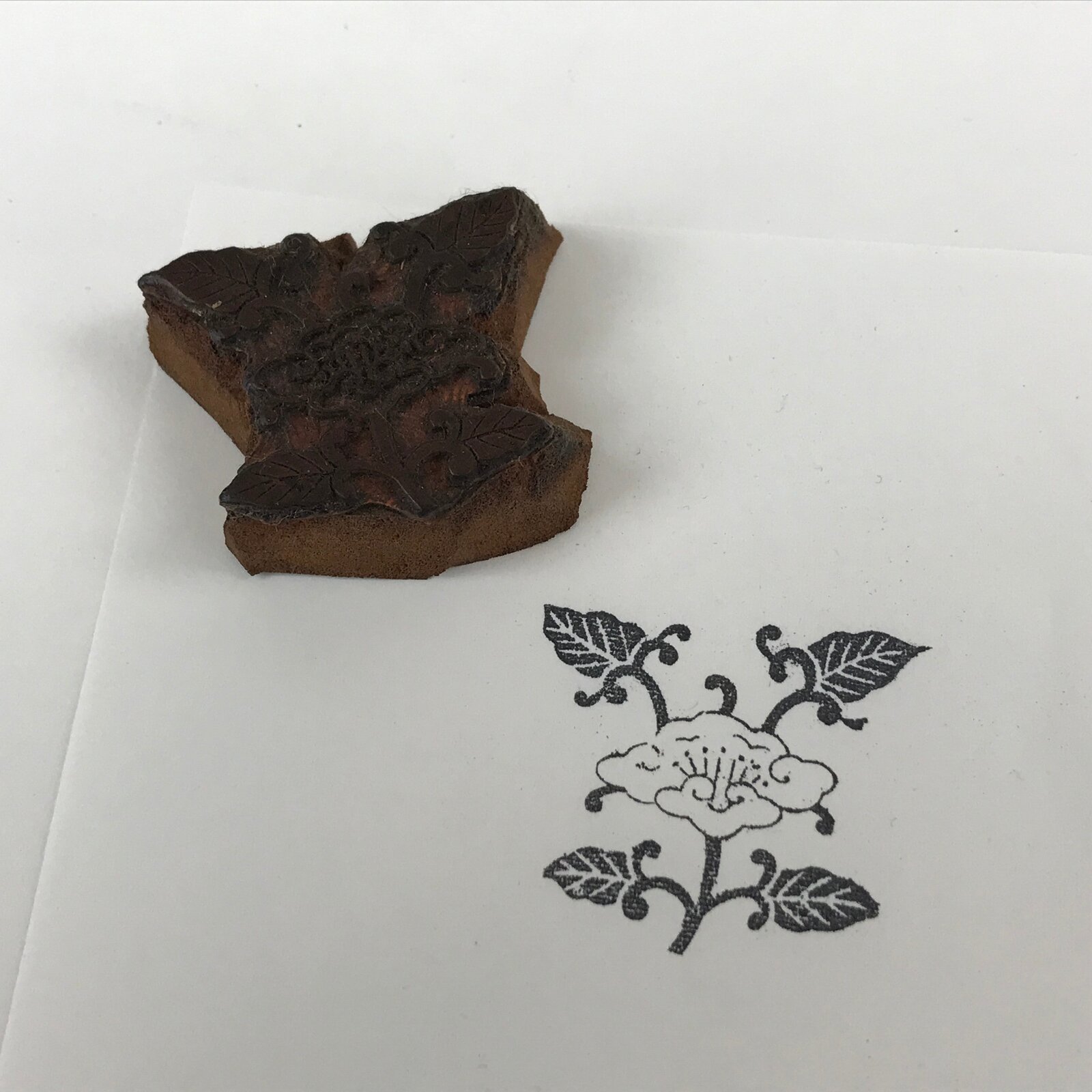 Japanese Rubber Stamp Flower And Foliage Vtg Nature Sponge Base Stationary HS252