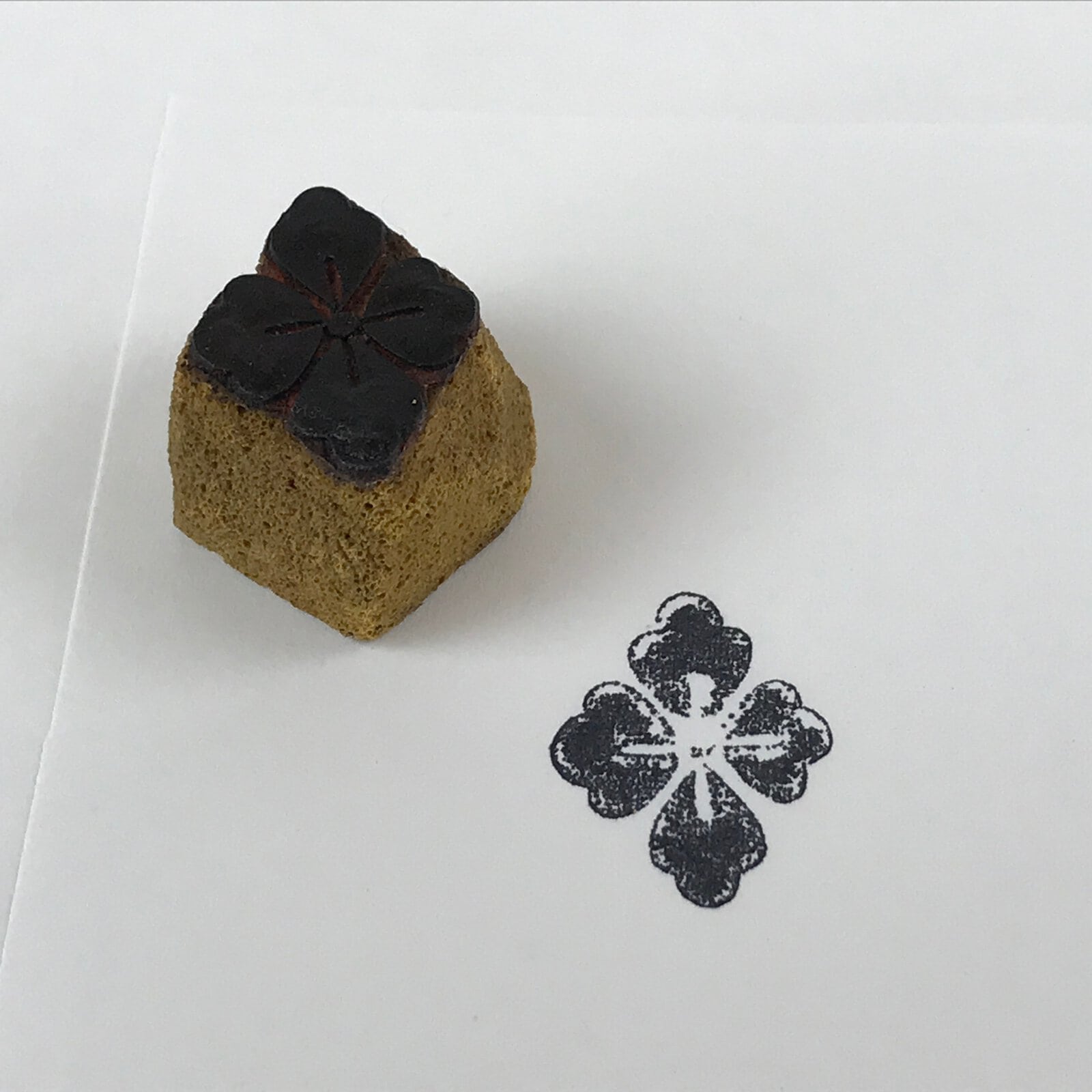 Japanese Rubber Stamp Flower Kamon Vtg Sponge Base Stationary HS188