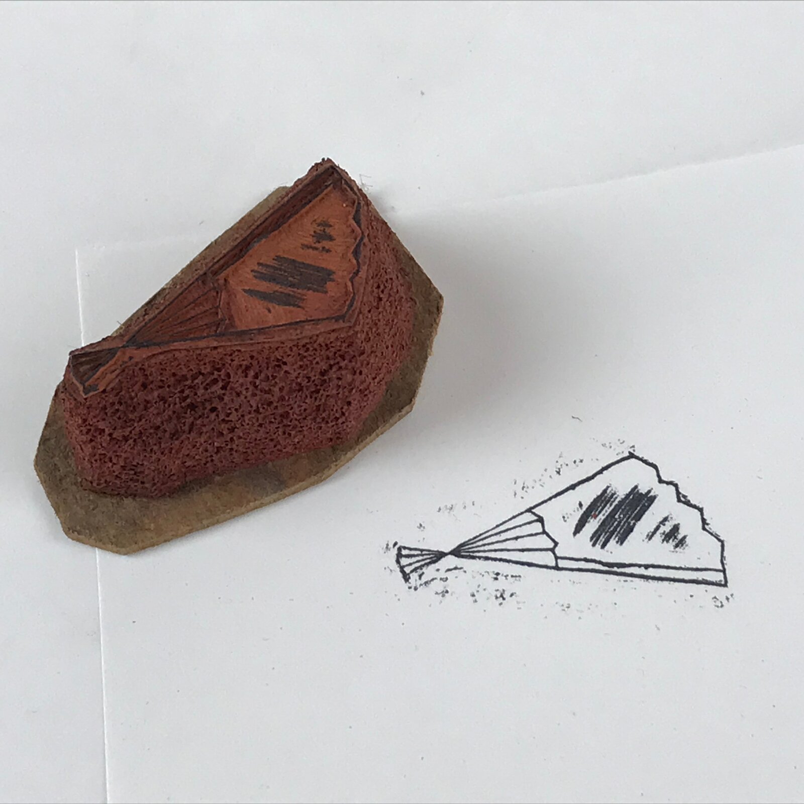 Japanese Rubber Stamp Folding Fan Vtg Sponge Base Stationary HS271