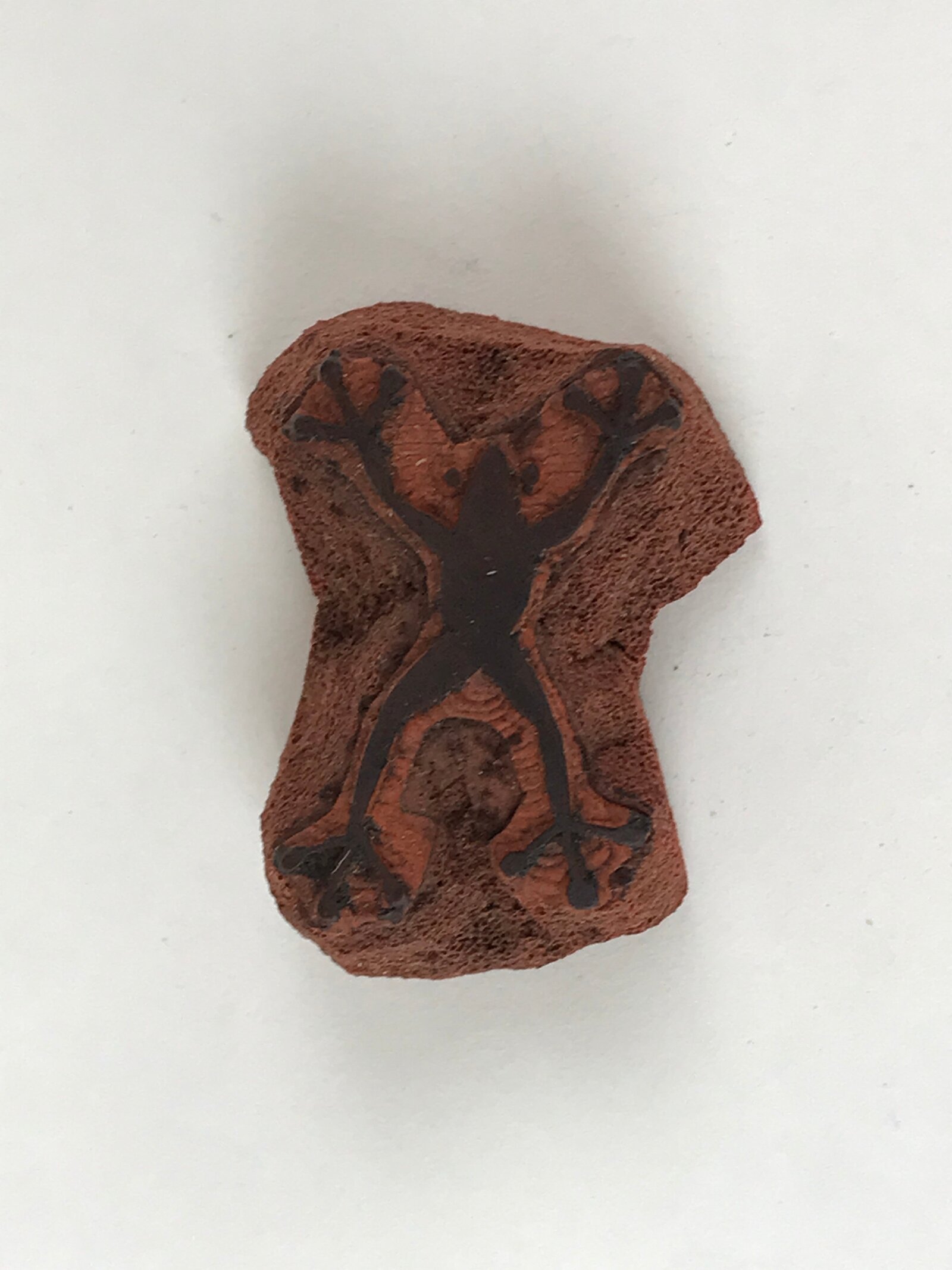 Japanese Rubber Stamp Frog Jumping Vtg Sponge Base Stationary Animal HS243