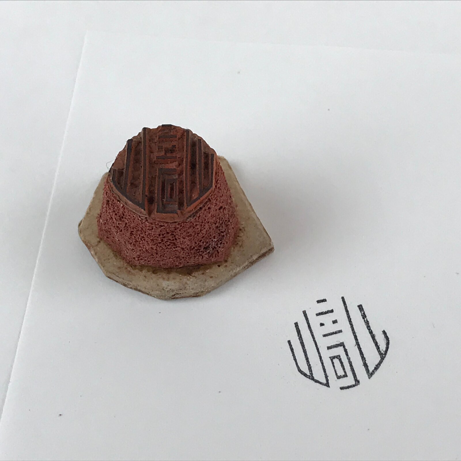 Japanese Rubber Stamp Kanji Round Vtg Small Sponge Base Stationary HS214