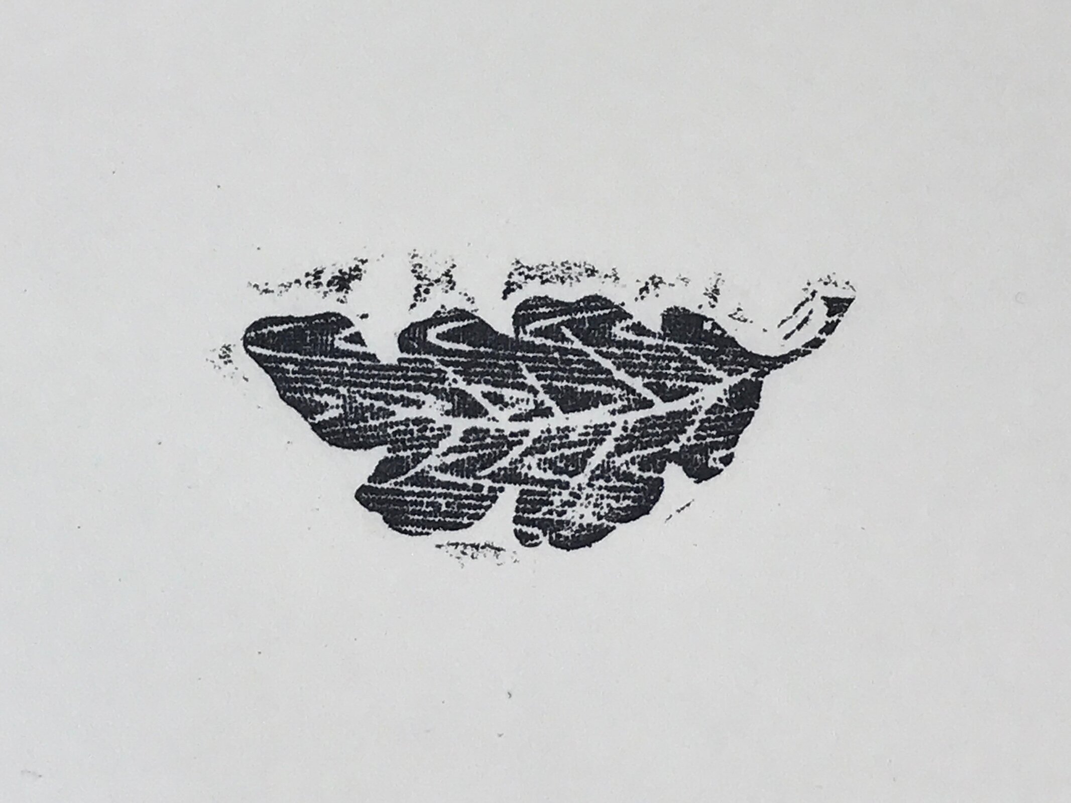 Japanese Rubber Stamp Long Leaf Vtg Sponge Base Stationary HS192