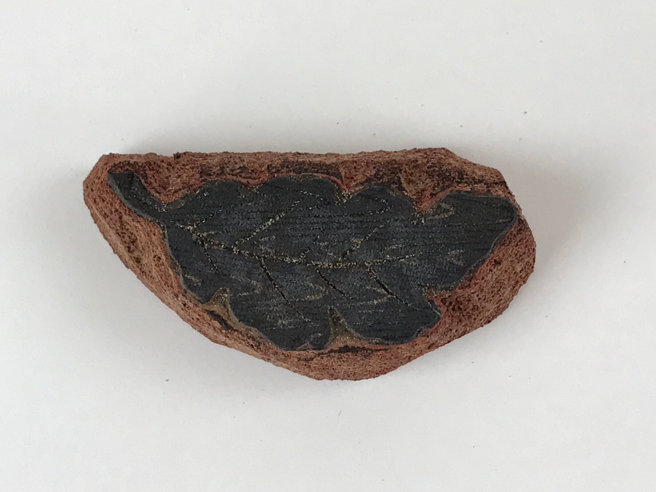 Japanese Rubber Stamp Long Leaf Vtg Sponge Base Stationary HS192