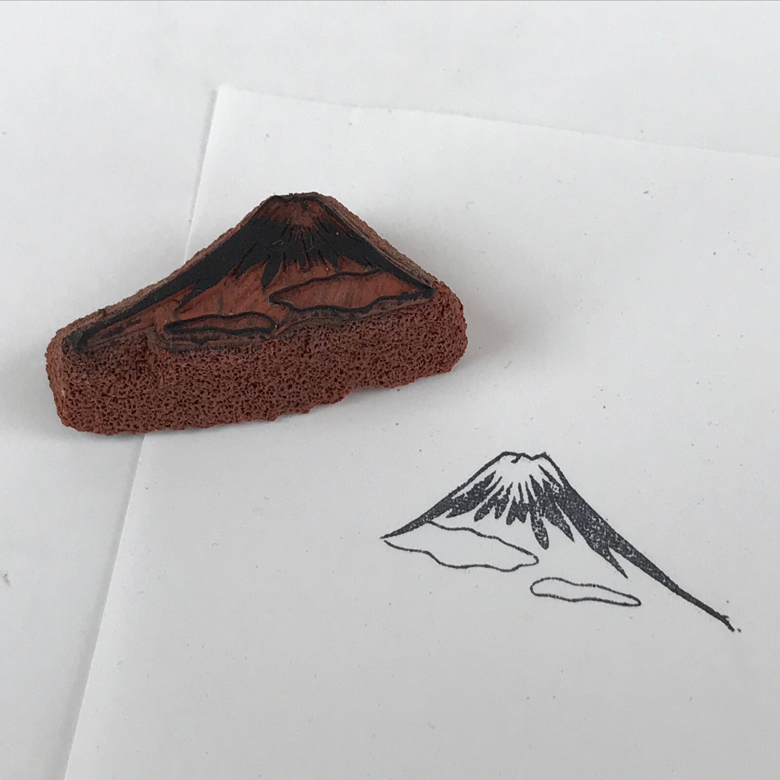 Japanese Rubber Stamp Mount Fuji Vtg Nature Sponge Base Stationary HS274