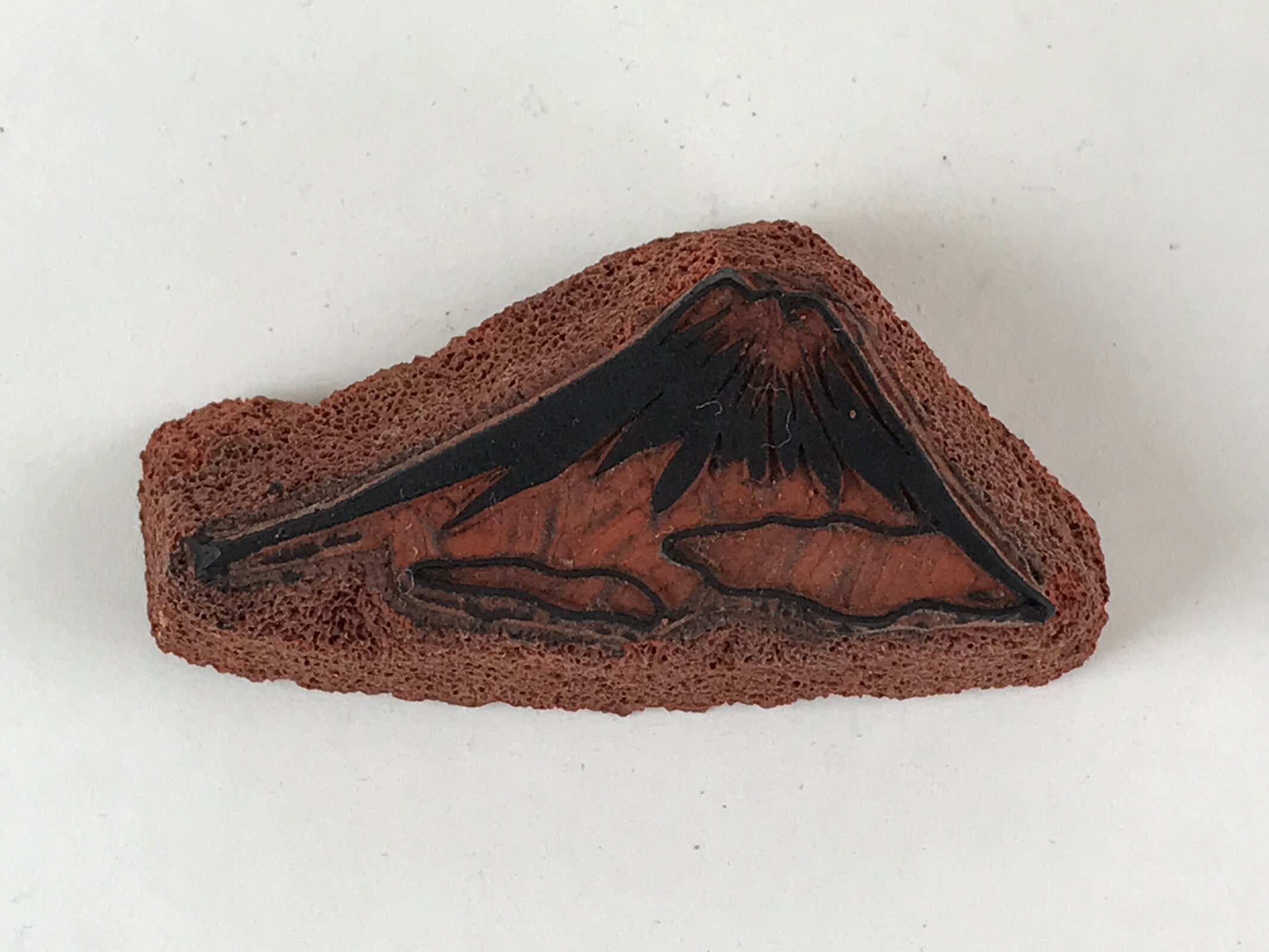 Japanese Rubber Stamp Mount Fuji Vtg Nature Sponge Base Stationary HS274