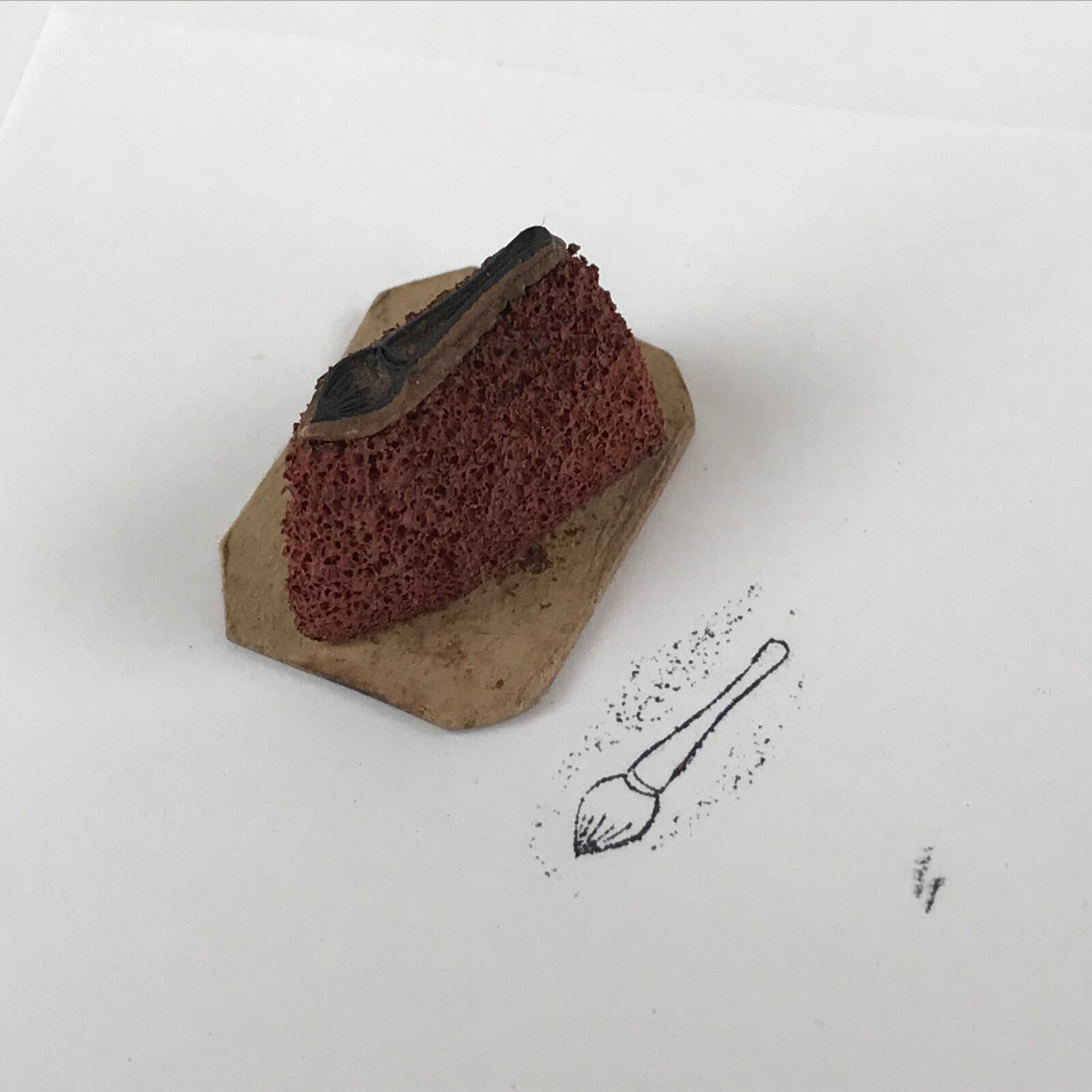 Japanese Rubber Stamp Pencil Brush Vtg Sponge Base Stationary HS207