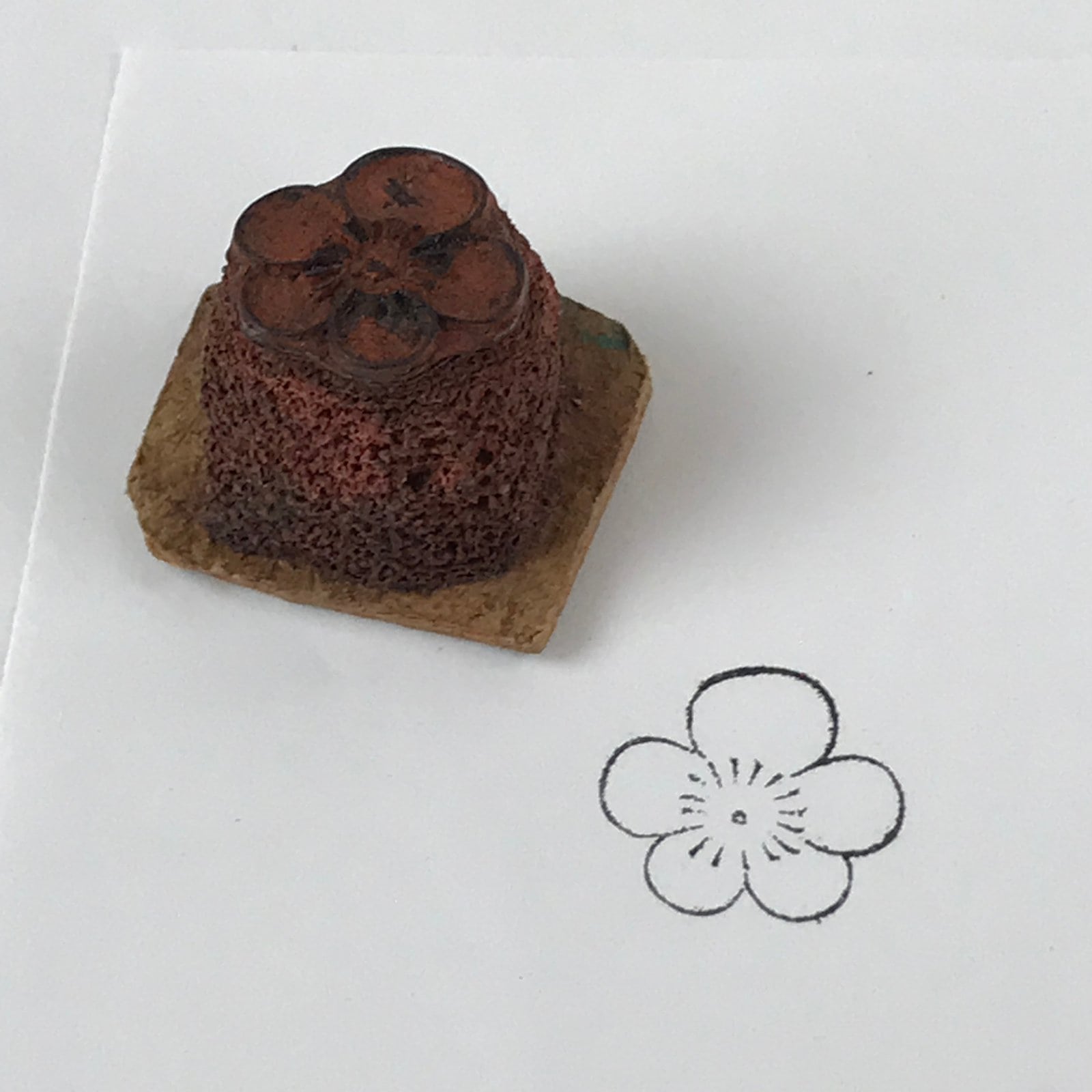 Japanese Rubber Stamp Plum Flower Vtg 5 Petals Sponge Base Stationary HS198