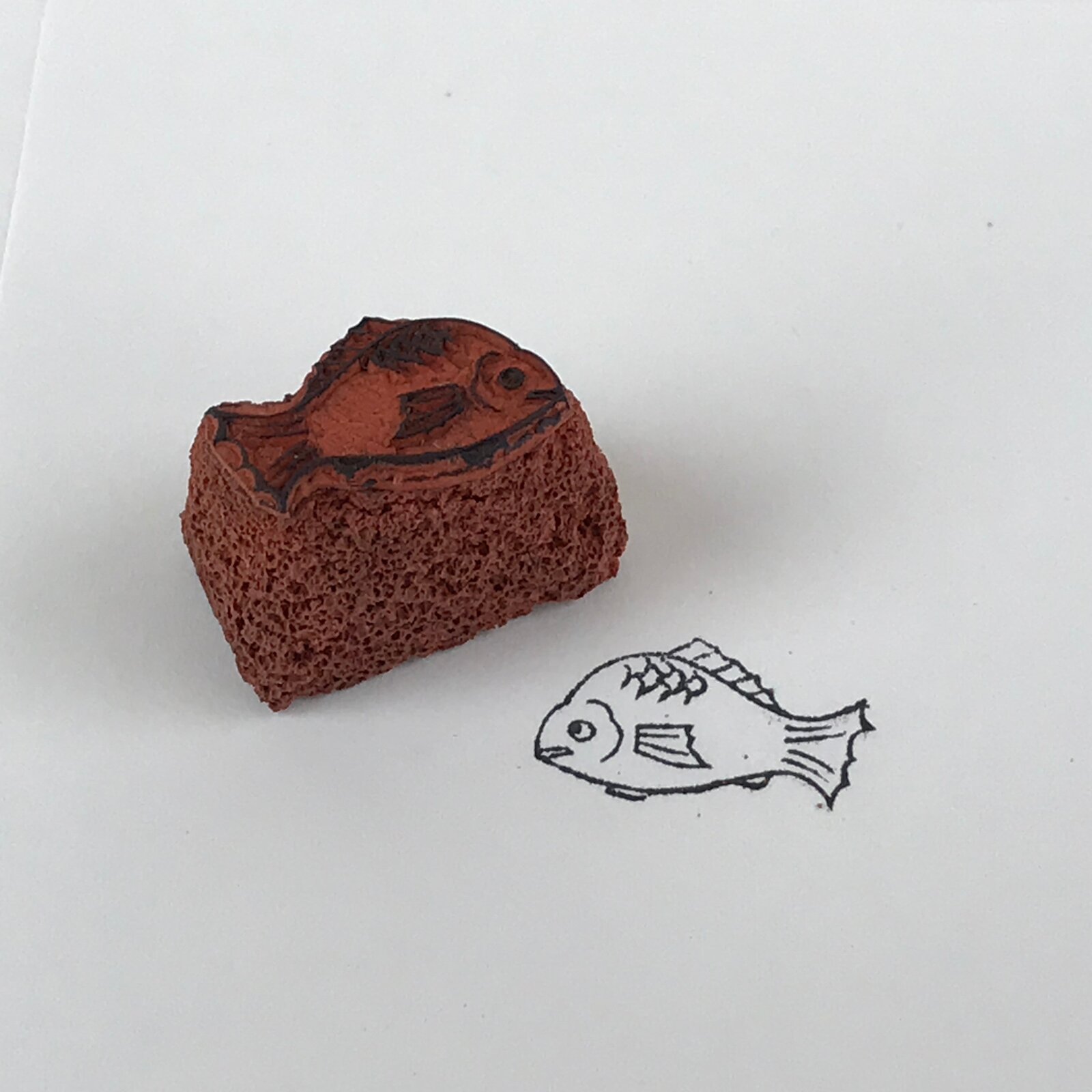 Japanese Rubber Stamp Sea Bream Vtg Fish Luck Sponge Base Stationary HS189