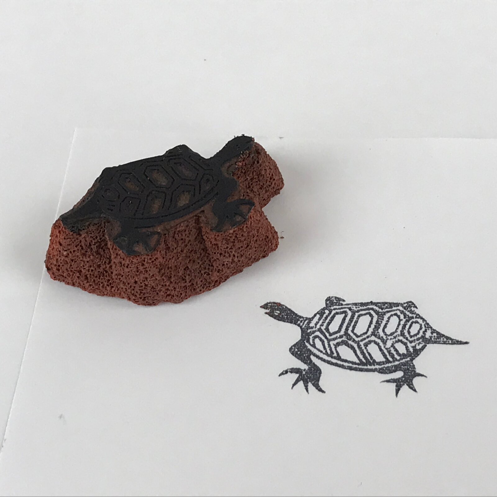 Japanese Rubber Stamp Turtle Vtg Kame Sponge Base Stationary HS232