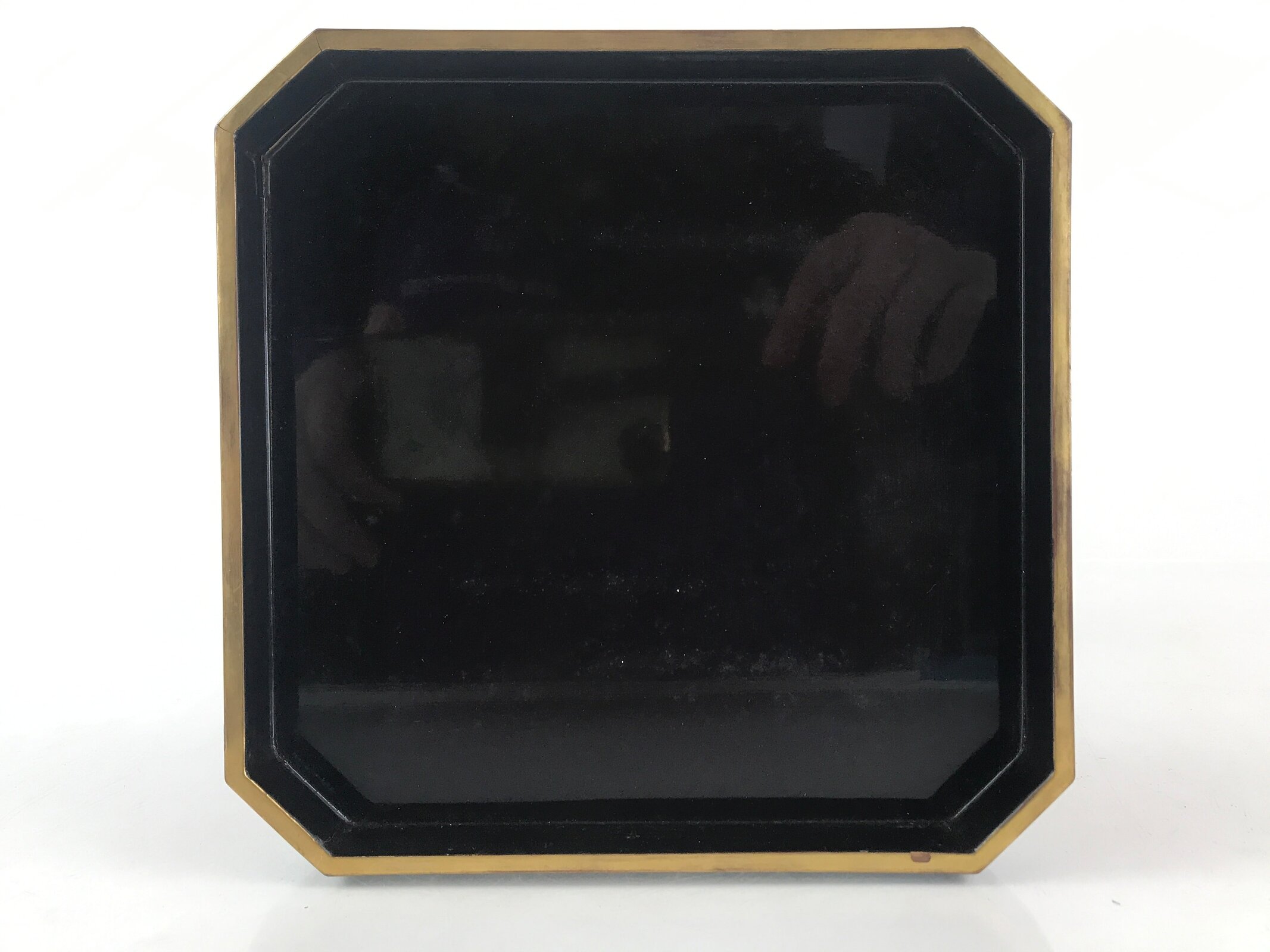 Japanese Sakazuki-Dai Wooden Legged Tray Lacquered Sake Table Vtg Black Gold UR8