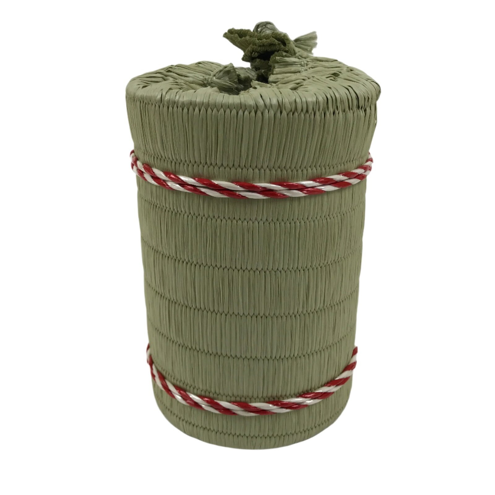 Japanese Sake Bottle Cover Traditional Komodaru Barrel Vtg Straw Beige Red JK865