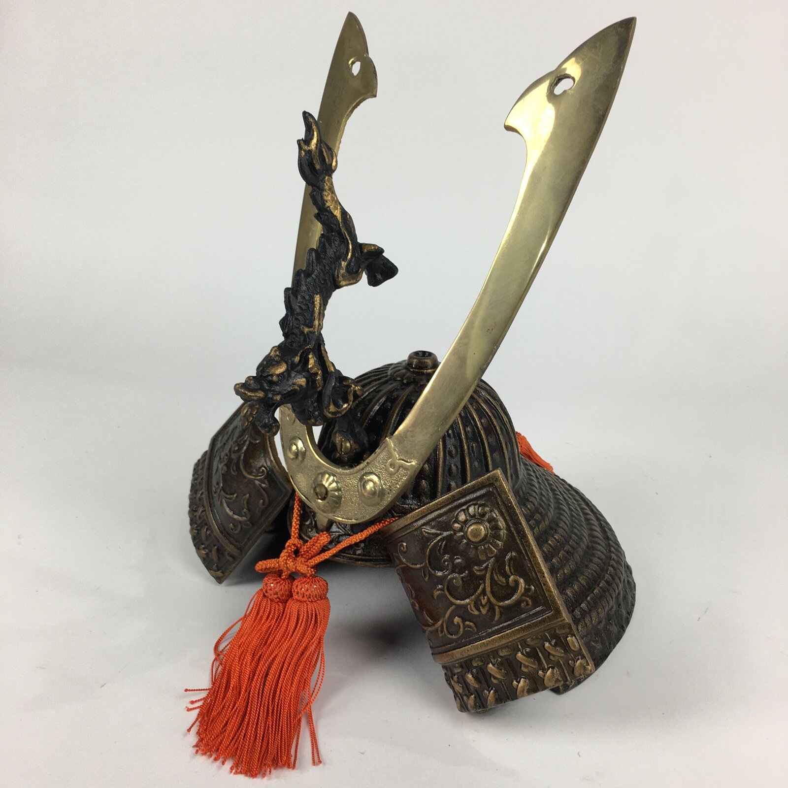 Japanese Samurai Helmet Iron Kabuto Vtg Boy's Festival Armor Yoroi Ningyo ID416