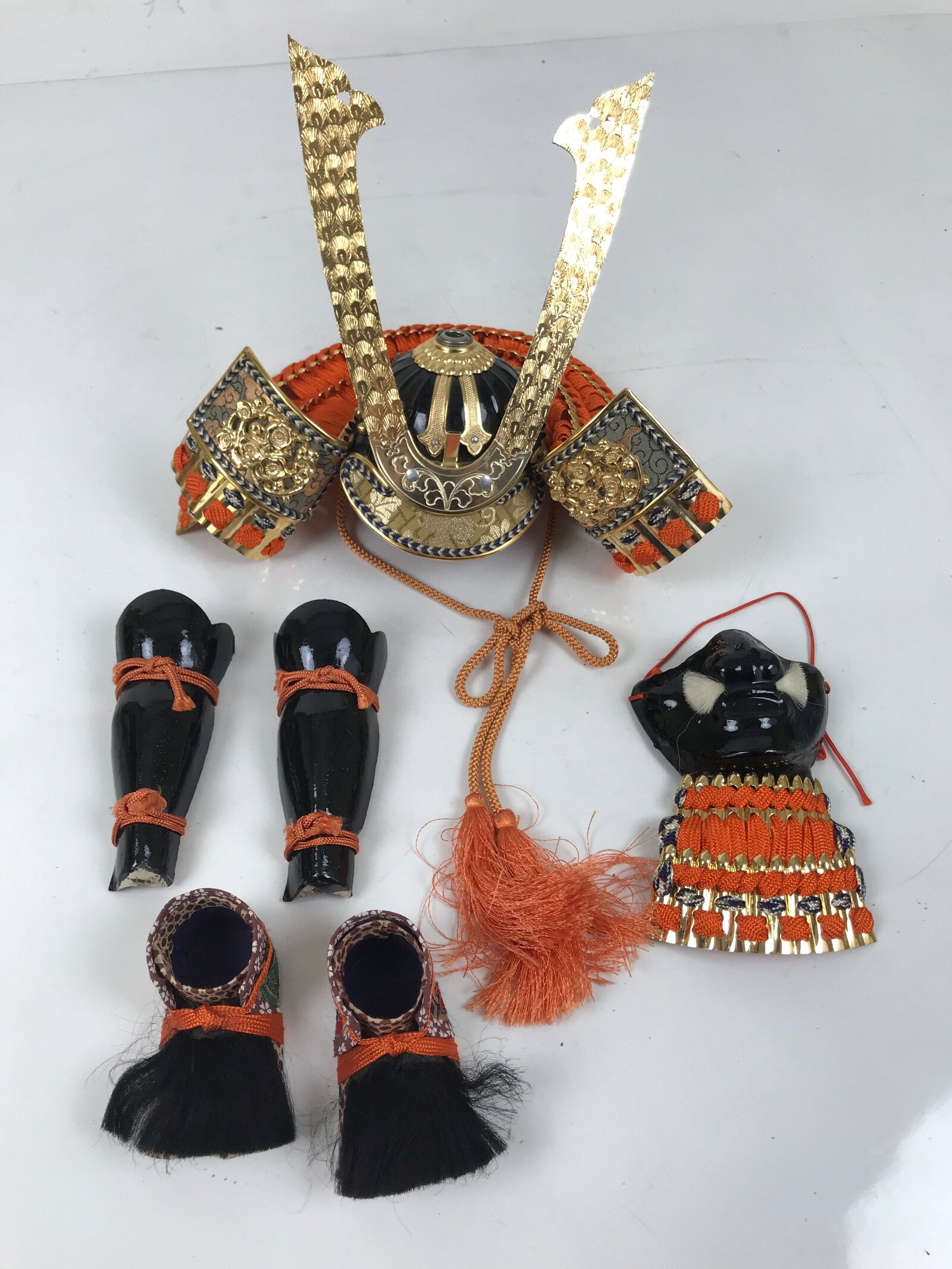 Japanese Samurai Miniature Armor Yoroi Set Vtg Boys' Festival Lacquer Box ID627