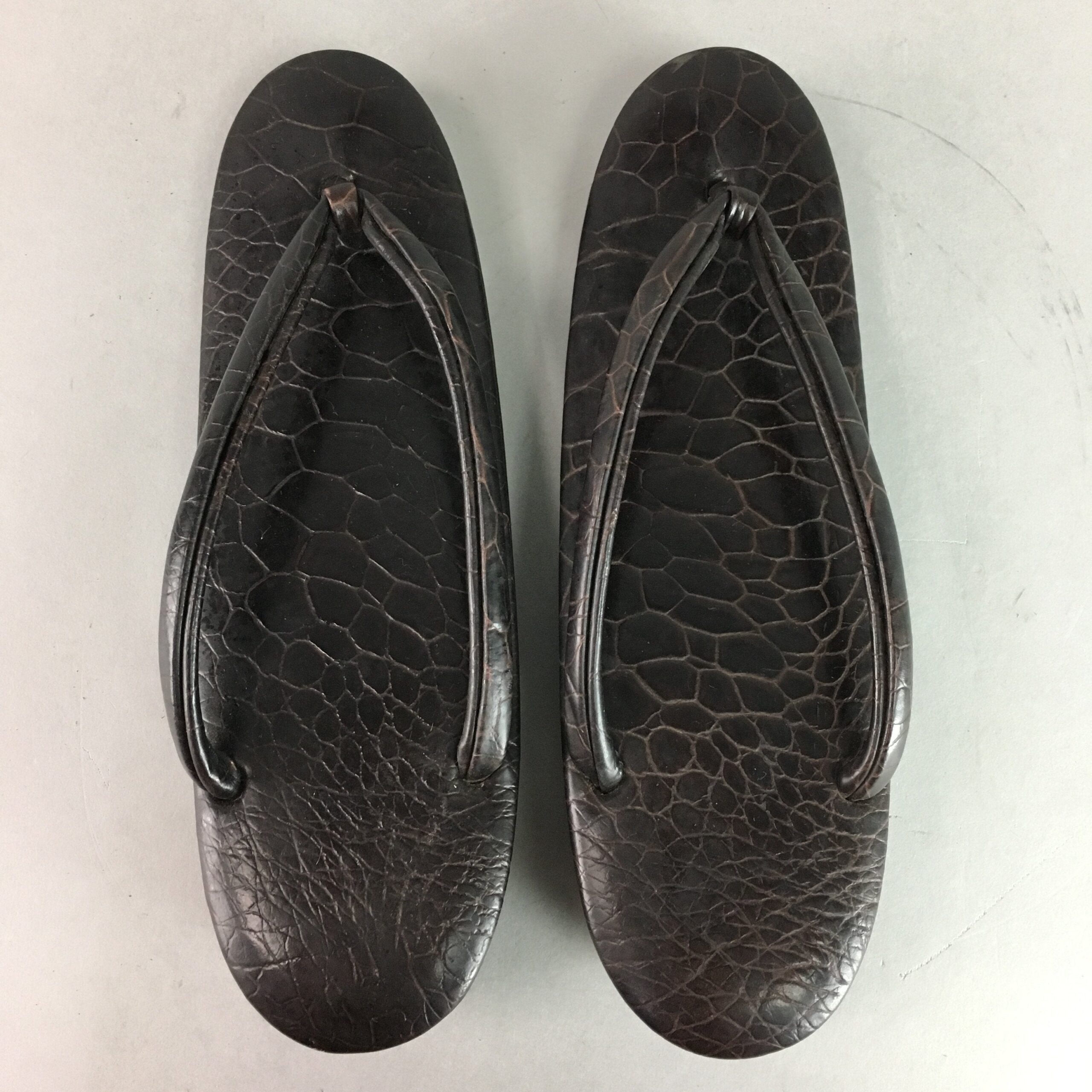 Japanese Sandals Zori Kimono Accessory Vtg Imitation Crocodile Leather J815
