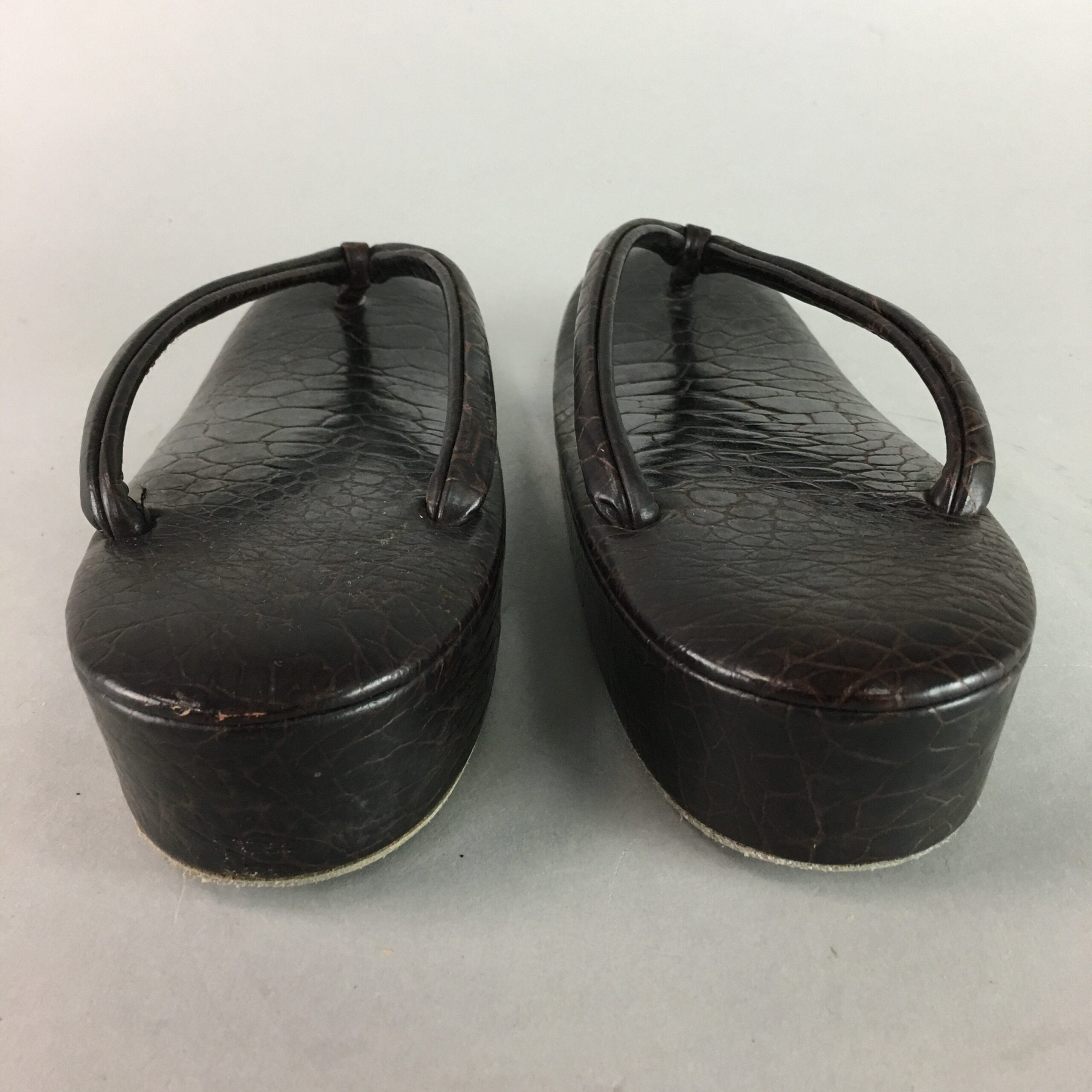 Japanese Sandals Zori Kimono Accessory Vtg Imitation Crocodile Leather J815