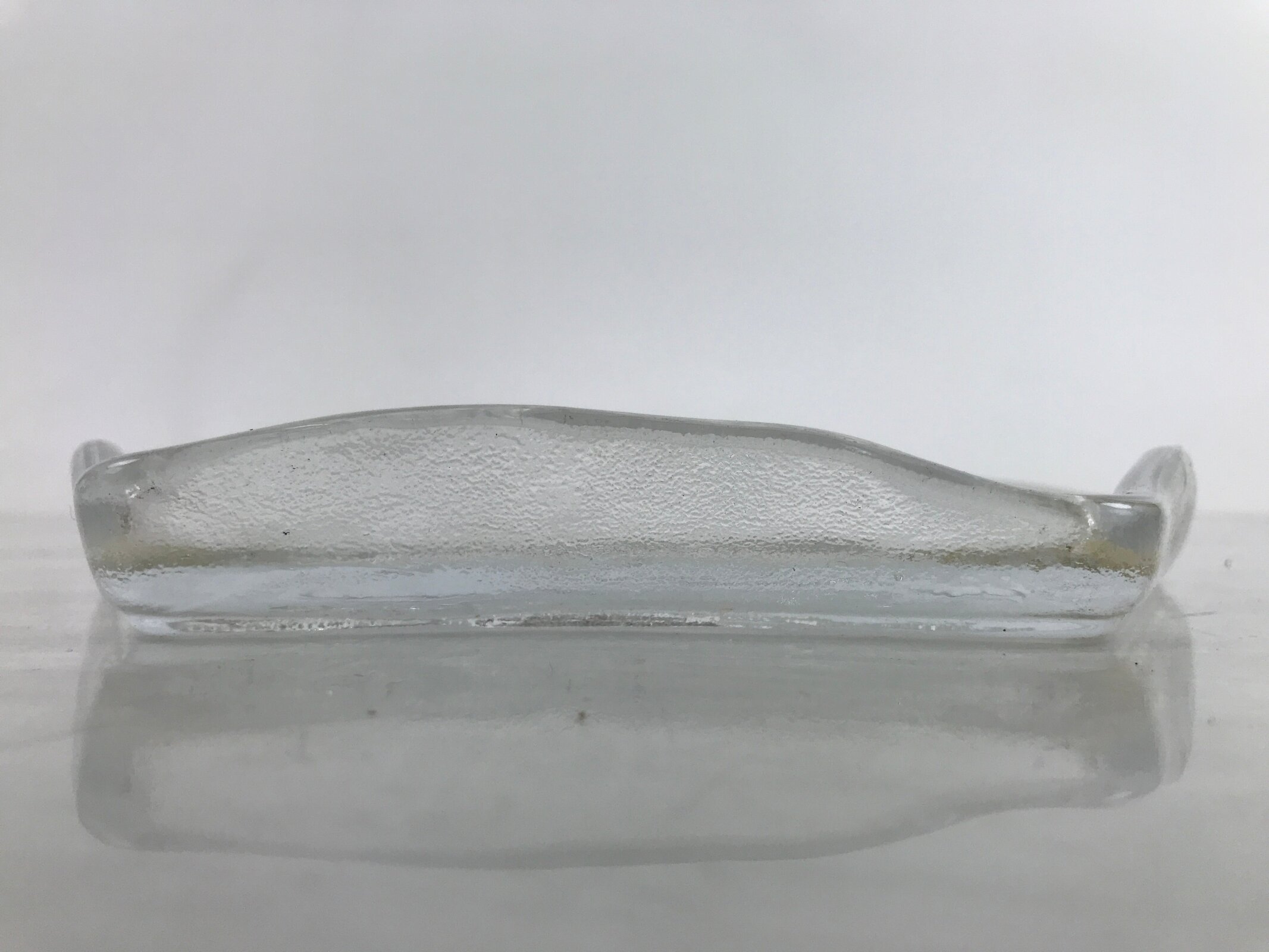 Japanese Sasaki Crystal Glass Sashimi Plate Kozara Vtg Fan Shape Plant Clear Y82