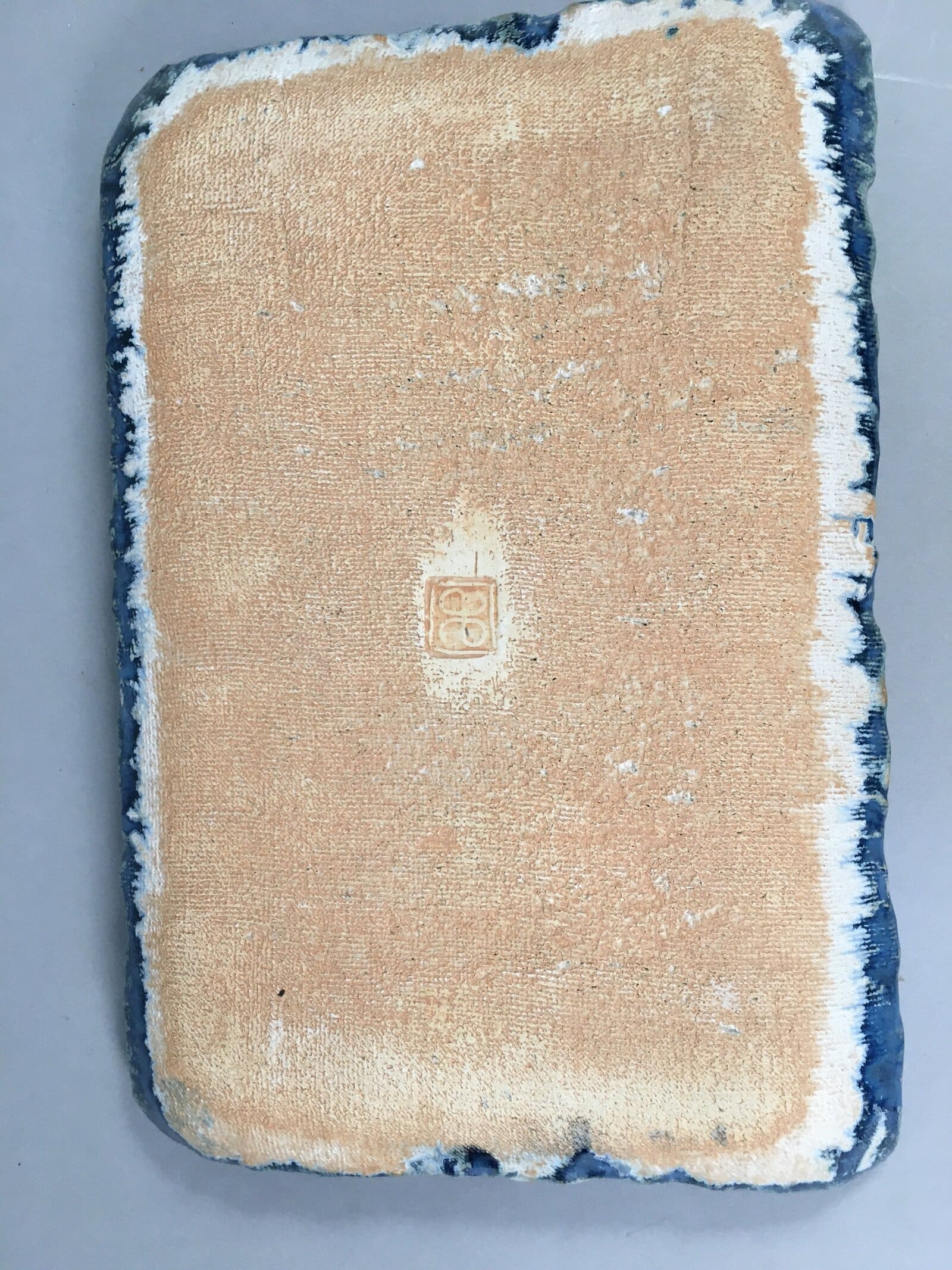 Japanese Setoyaki Ceramic Pottery Vtg Blue Square Plate Cranes Yakimono PP453