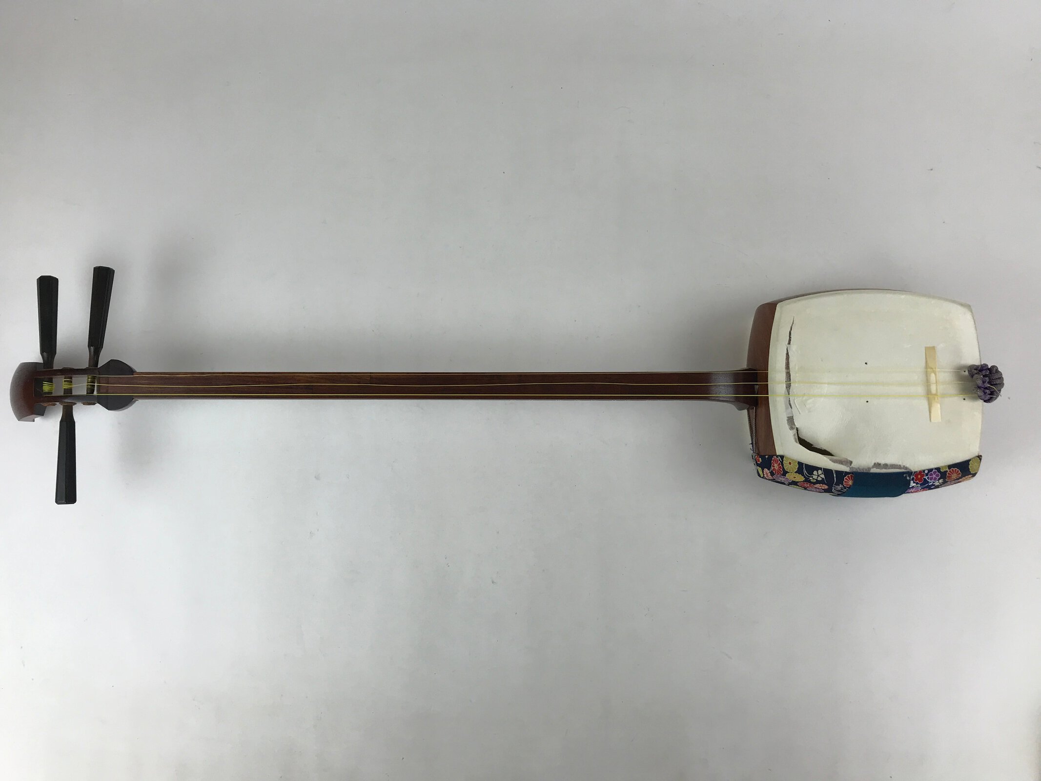 Japanese Shamisen With Case Vtg Traditional Wooden Instrument Dark Brown JK579