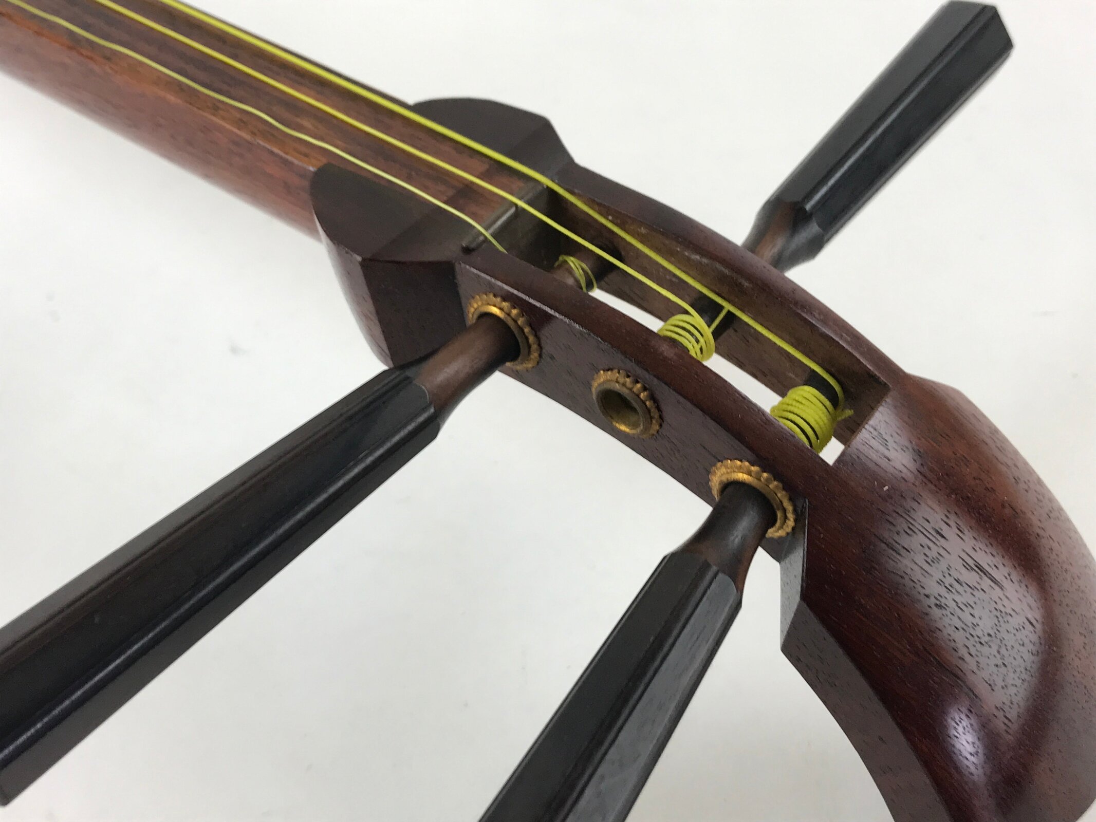 Japanese Shamisen With Case Vtg Traditional Wooden Instrument Dark Brown JK579