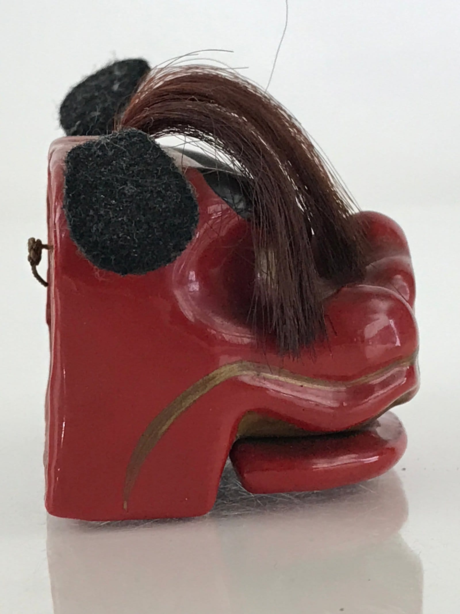 Japanese Shi-Shi Lion Vtg Wood Carving Figurine Folk Art Toy Red KF578