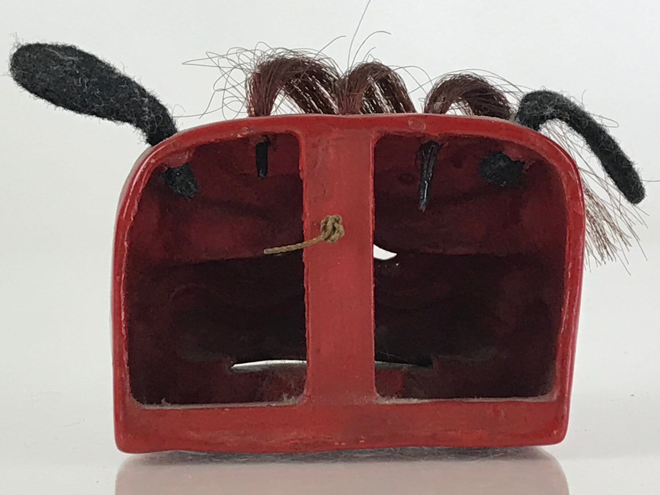 Japanese Shi-Shi Lion Vtg Wood Carving Figurine Folk Art Toy Red KF578