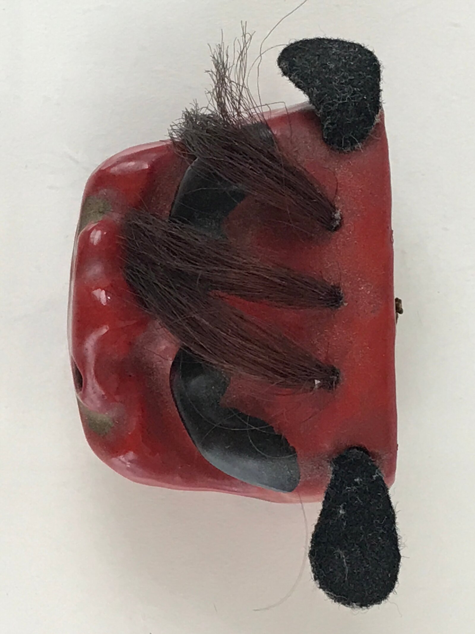 Japanese Shi-Shi Lion Vtg Wood Carving Figurine Folk Art Toy Red KF578