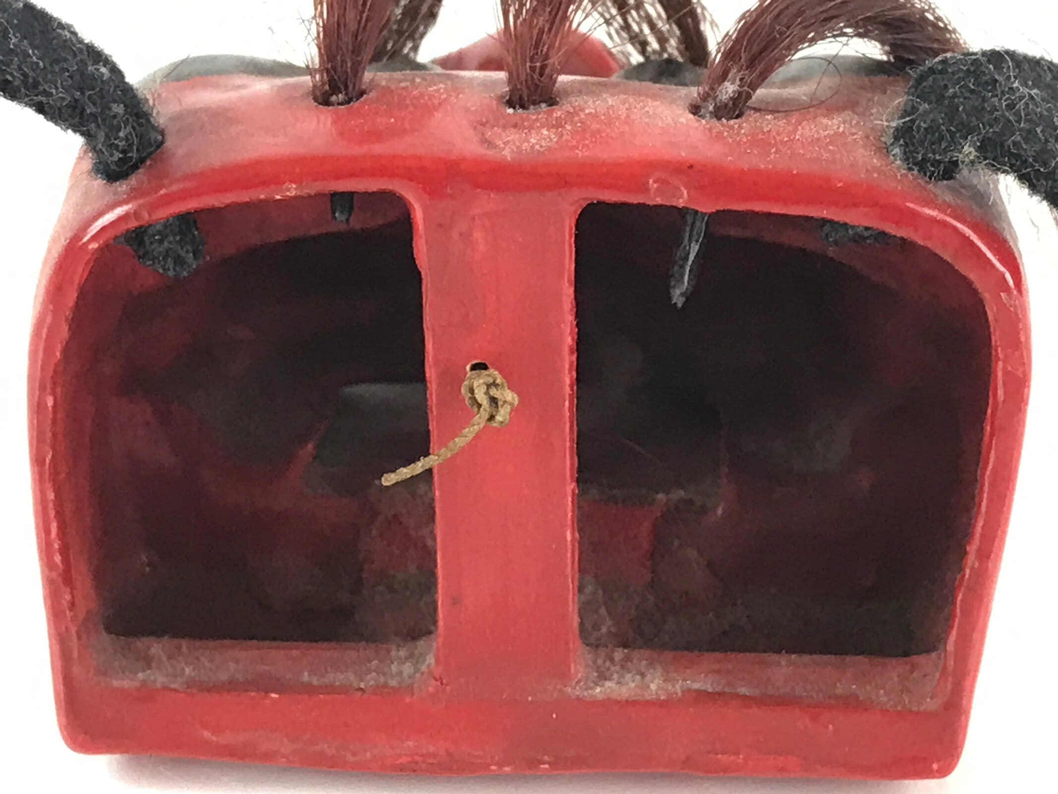 Japanese Shi-Shi Lion Vtg Wood Carving Figurine Folk Art Toy Red KF578