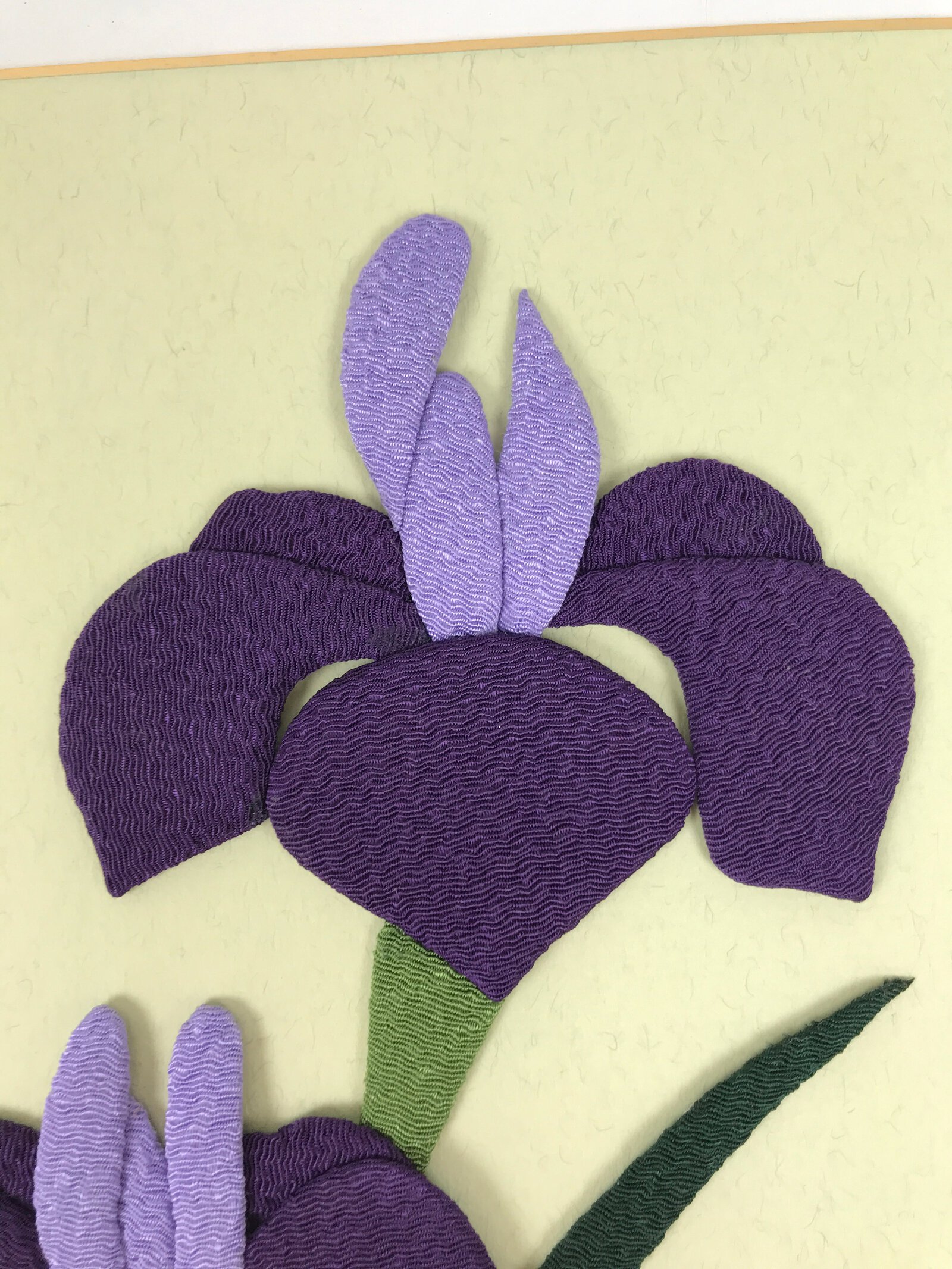 Japanese Shikishi Art Board Oshie Silk Fabric Purple Iris Hanashoubu Ayame A792