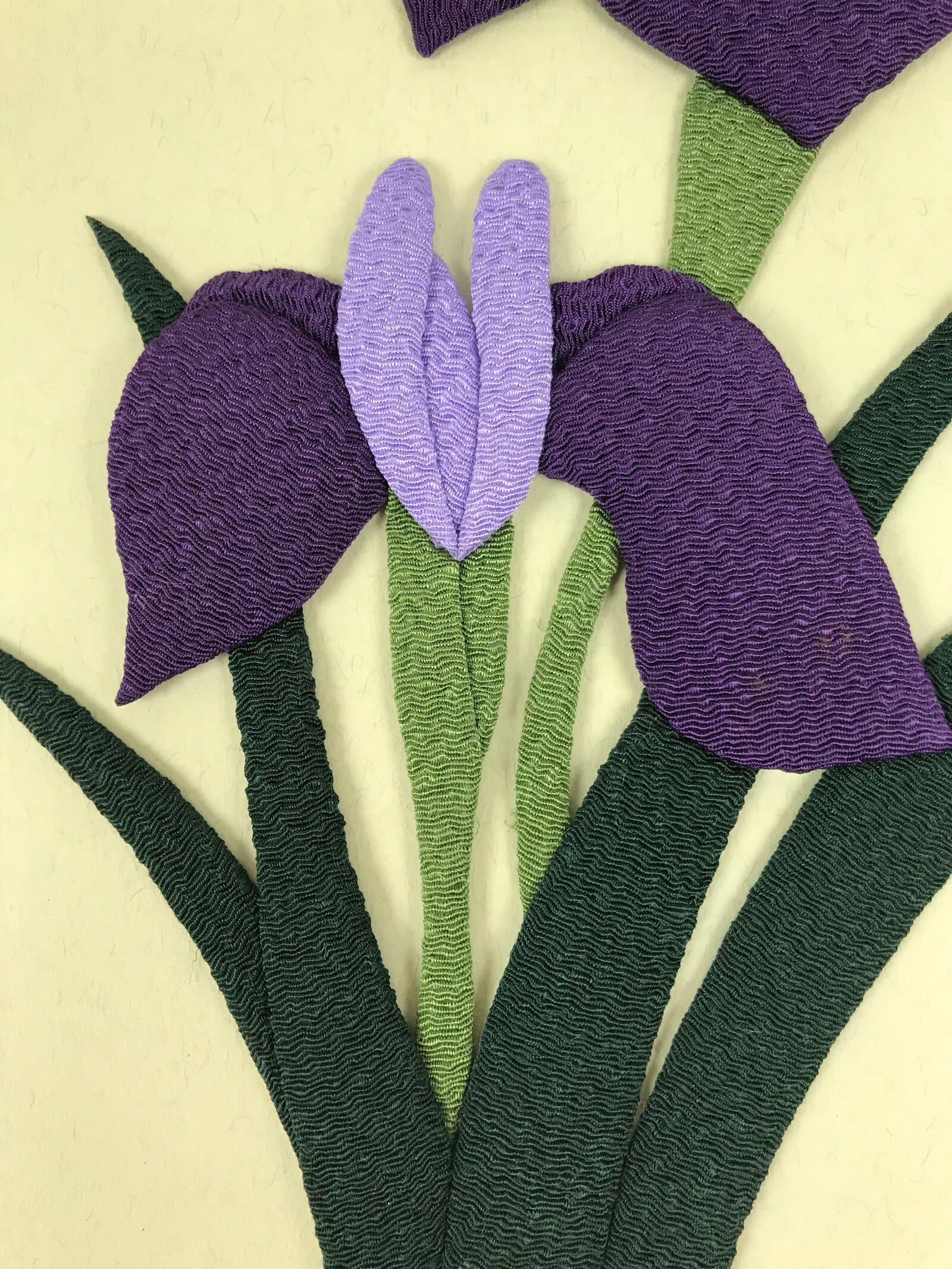Japanese Shikishi Art Board Oshie Silk Fabric Purple Iris Hanashoubu Ayame A792
