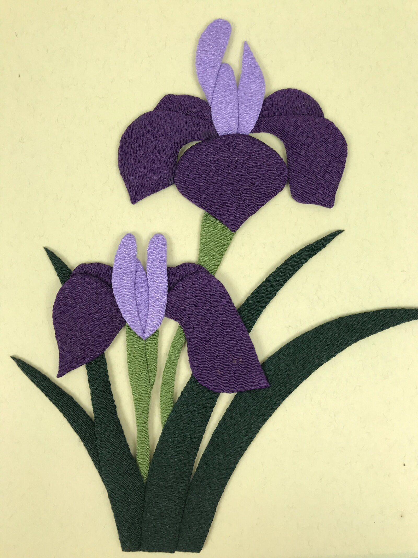 Japanese Shikishi Art Board Oshie Silk Fabric Purple Iris Hanashoubu Ayame A792
