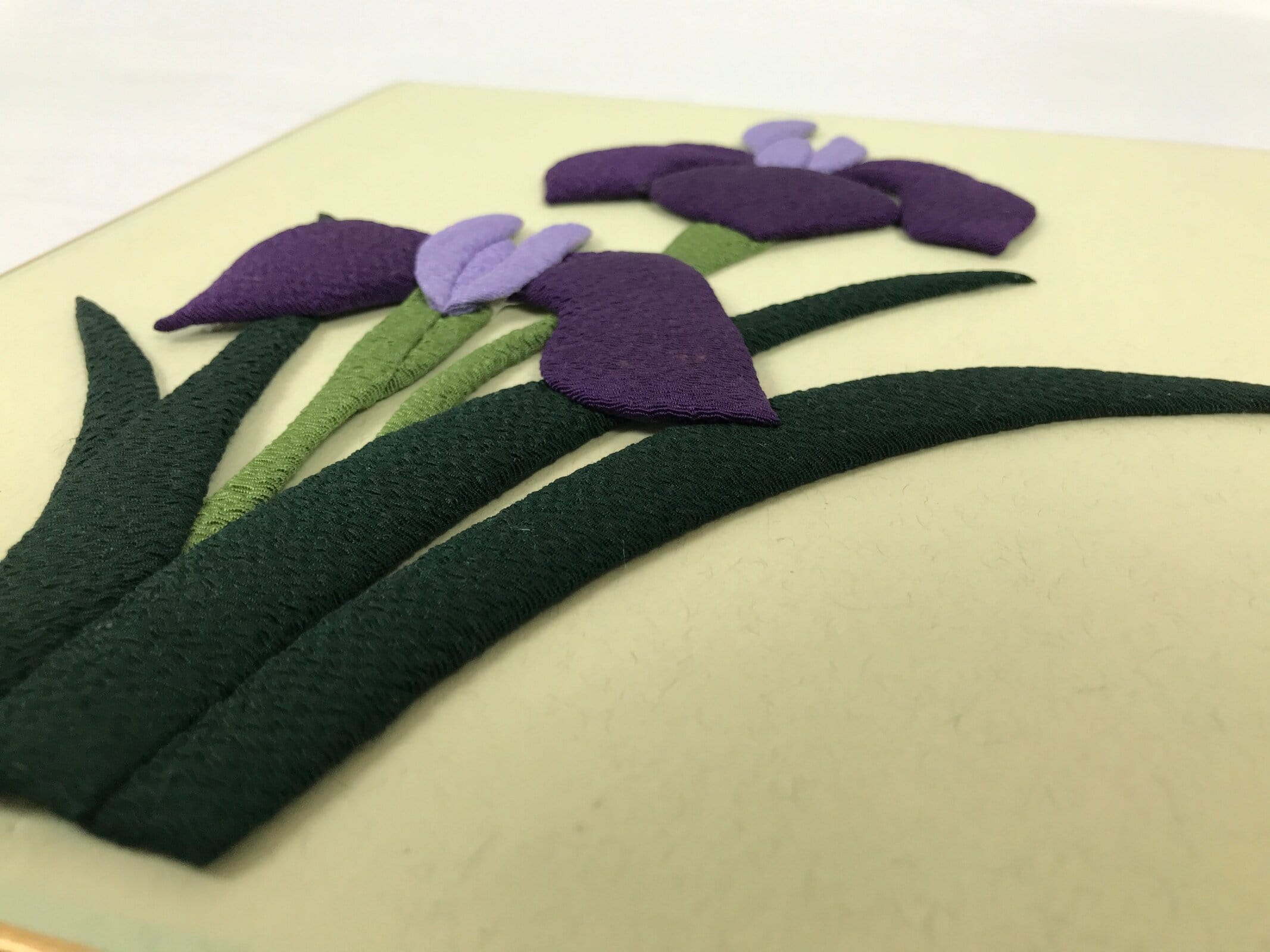 Japanese Shikishi Art Board Oshie Silk Fabric Purple Iris Hanashoubu Ayame A792