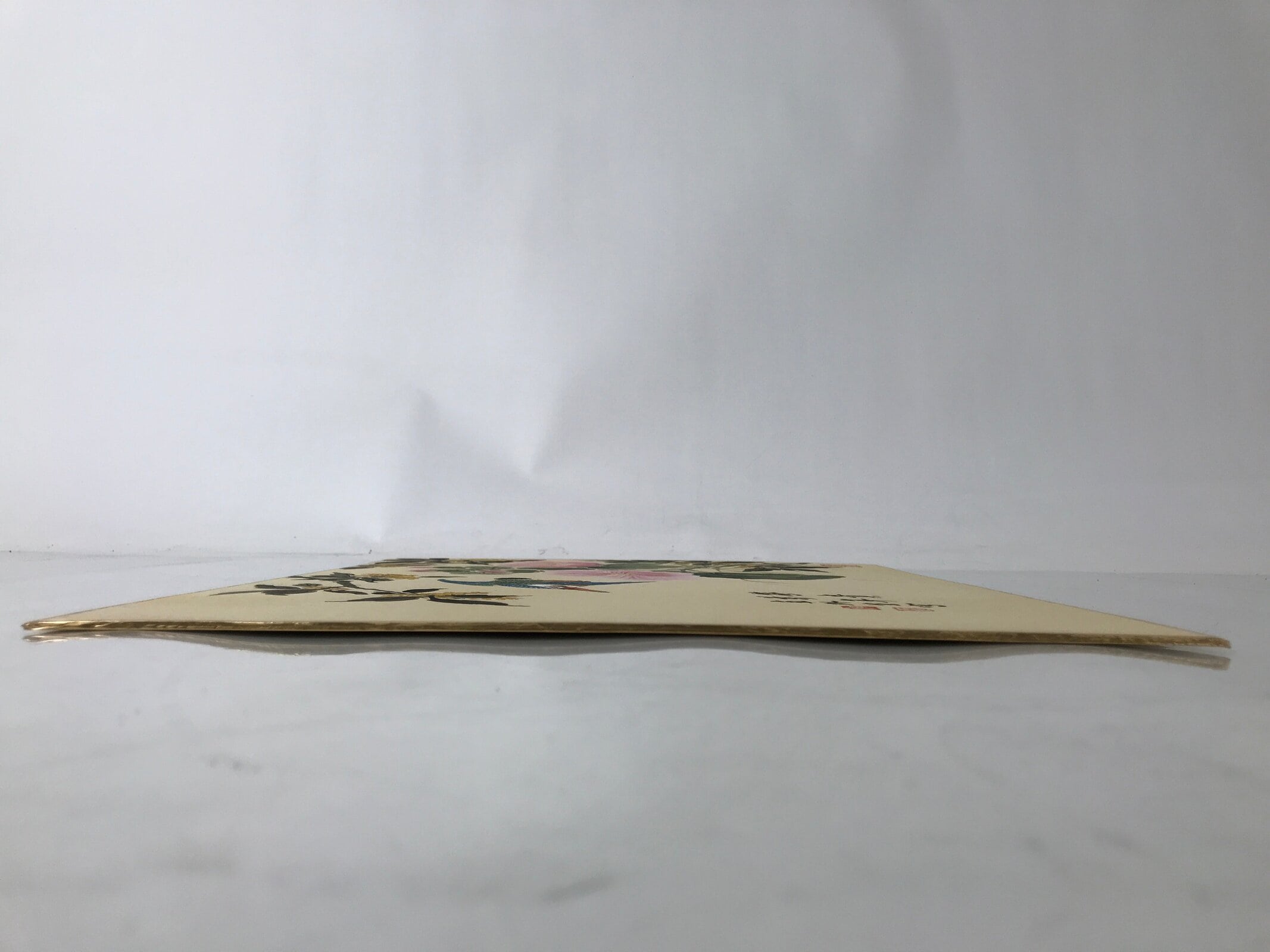 Japanese Shikishi Art Board Painting Vtg Kingfisher Bird Flowers Pink FL380