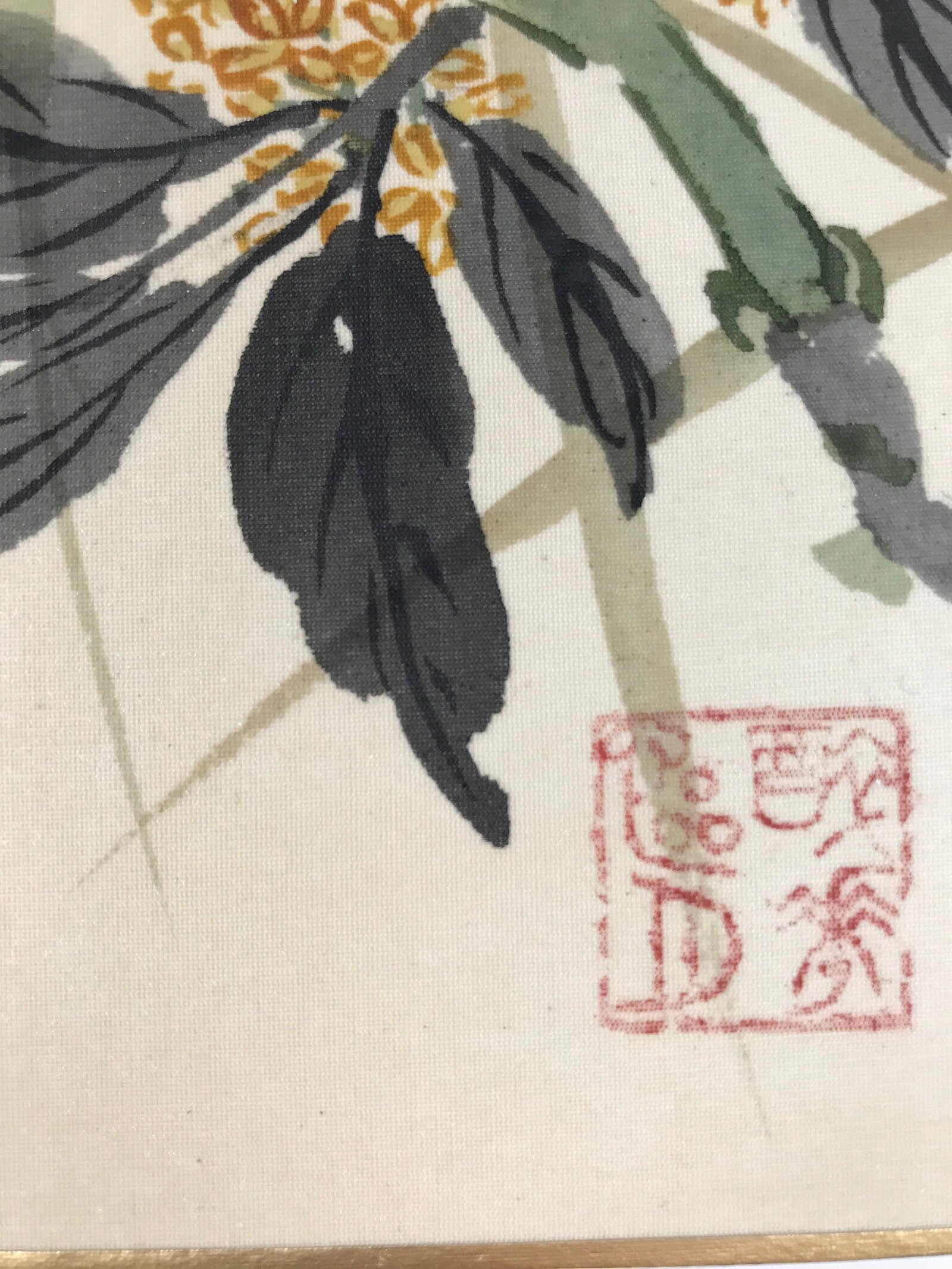 Japanese Shikishi Art Board Painting Vtg Kingfisher Bird Flowers Pink FL380