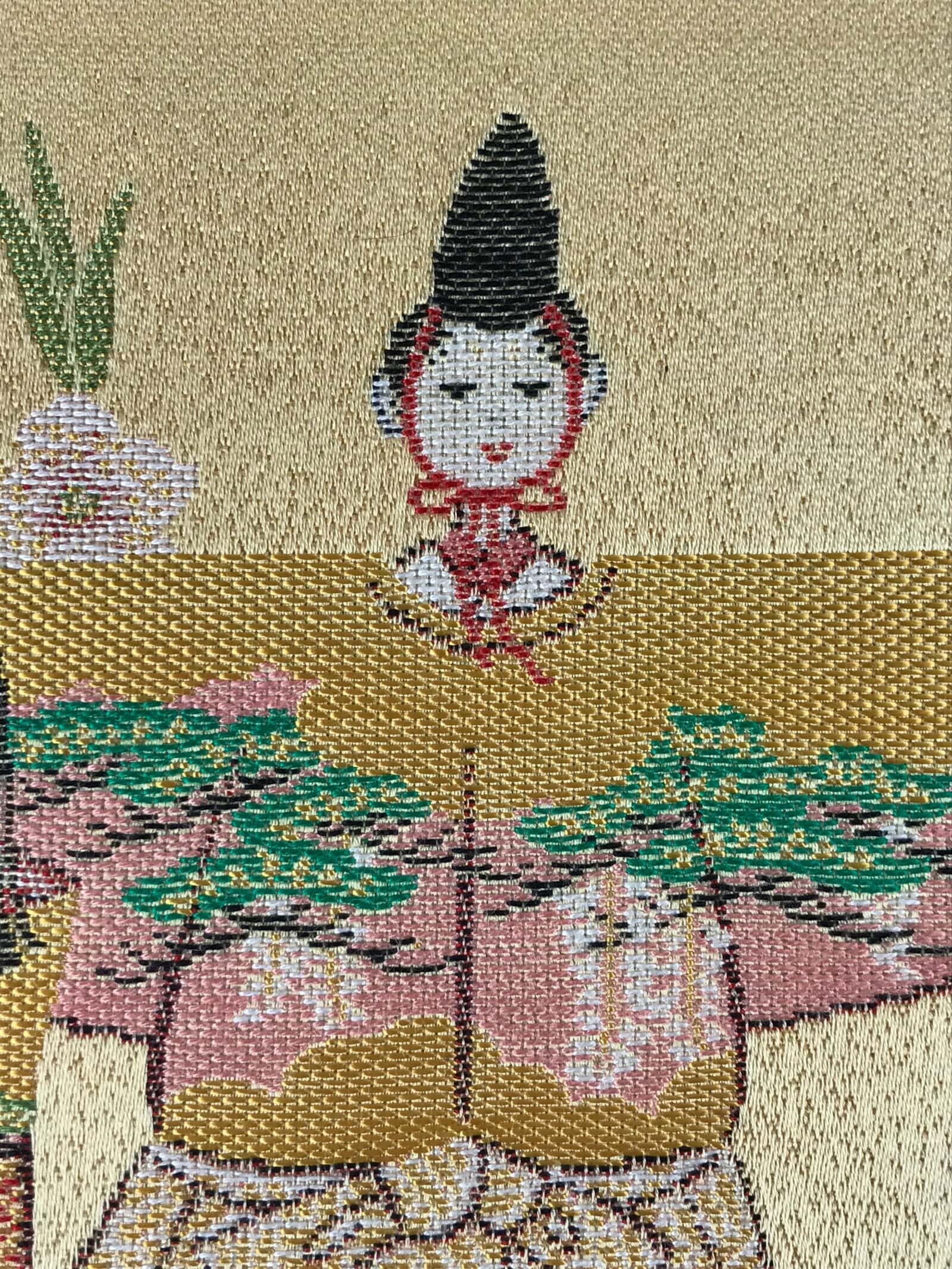 Japanese Shikishi Art Board Reproduction Nishijin Ori Tachibina Hina Dolls A584