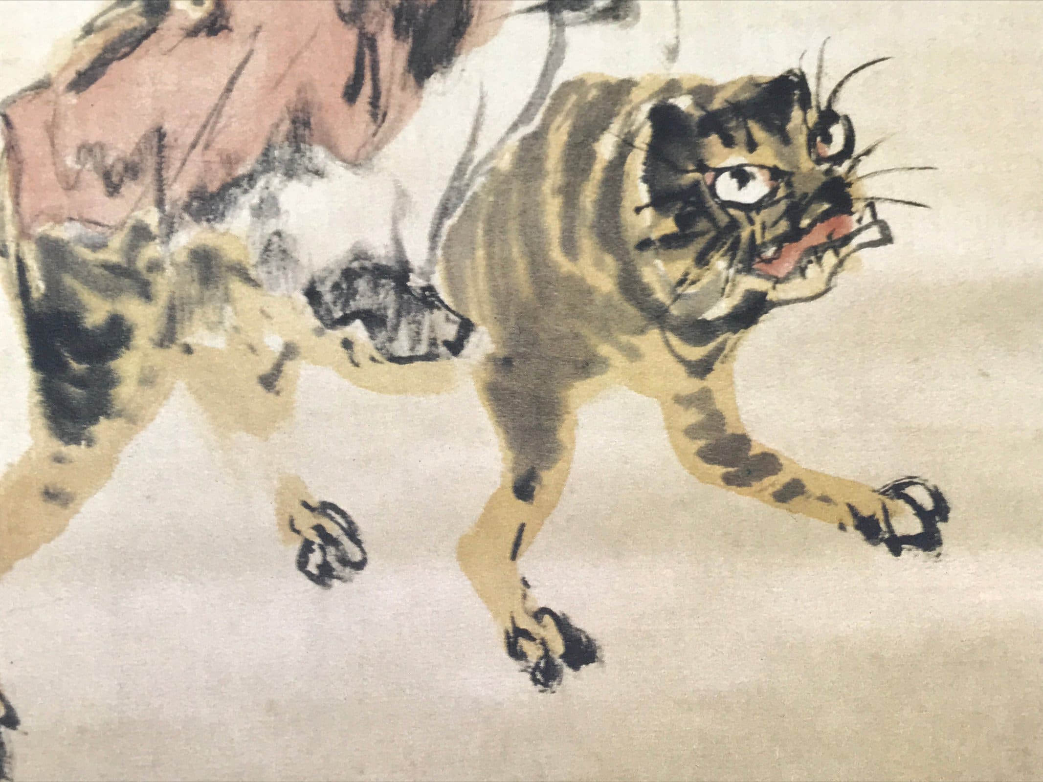 Japanese Shikishi Art Board Reproduction Tora Tomioka Tessai Monk Tiger A757