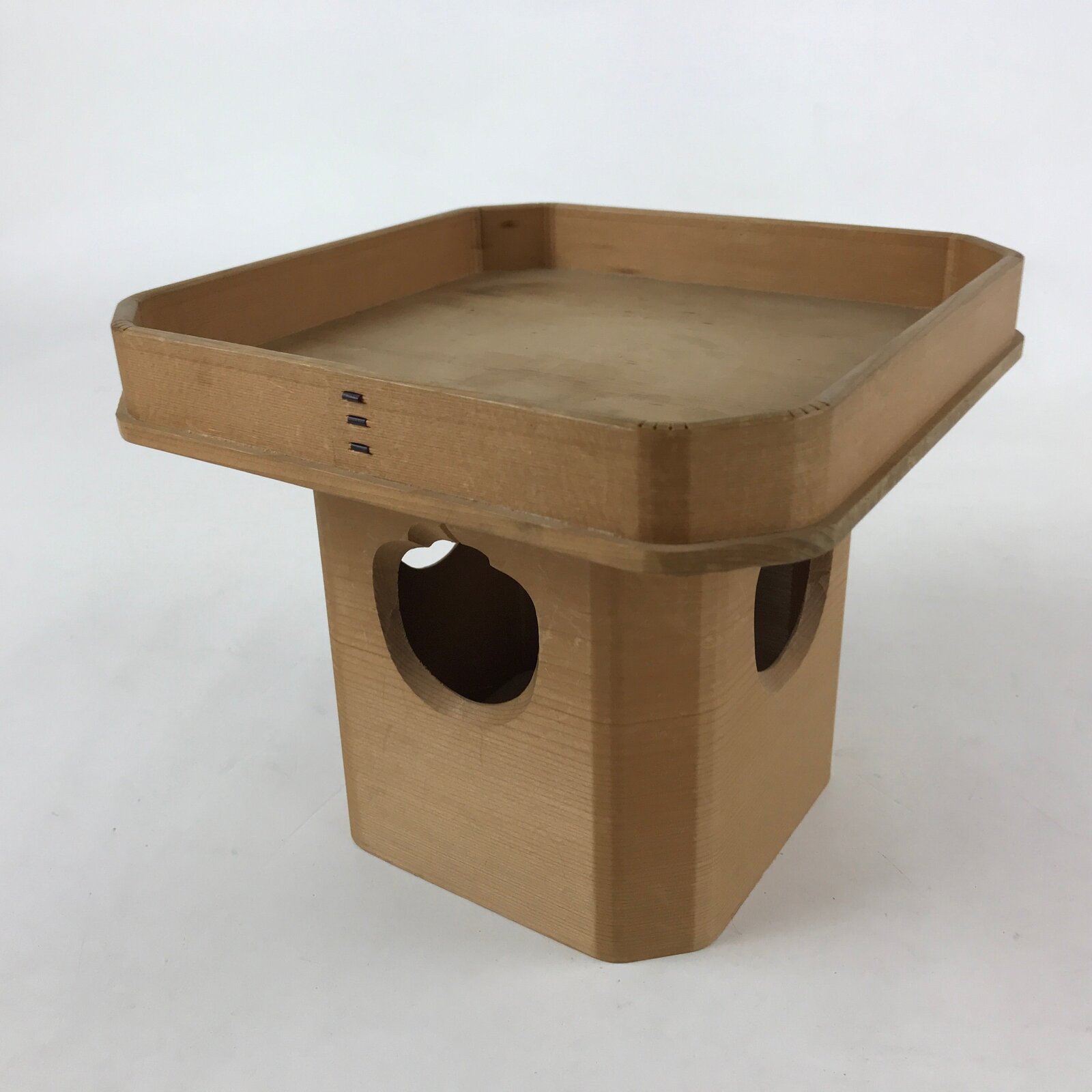 Japanese Shinto Buddhist Wooden Offering Tray Sanbou Vtg Sanpo Altar Brown BA150