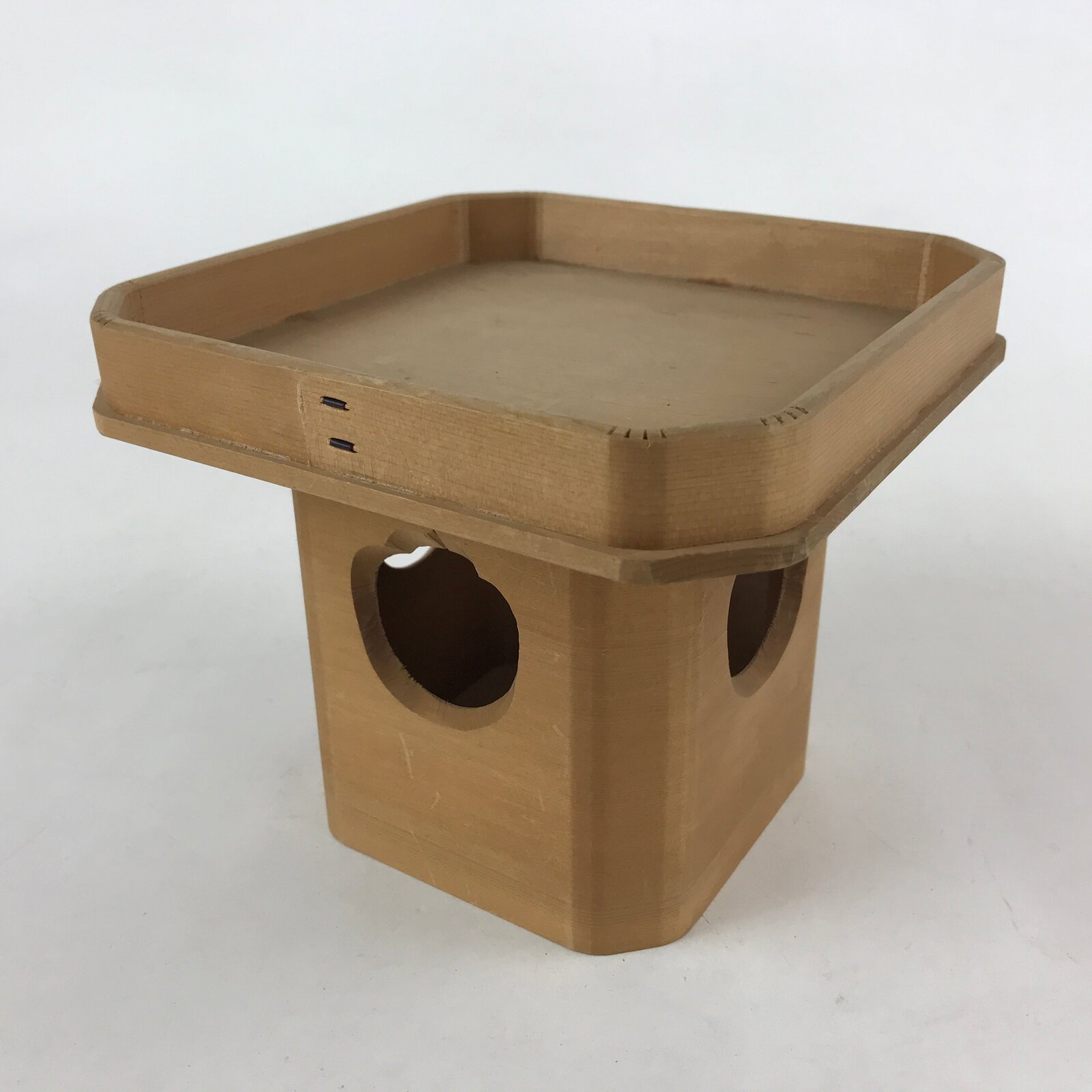 Japanese Shinto Buddhist Wooden Offering Tray Sanbou Vtg Sanpo Altar Brown BA154